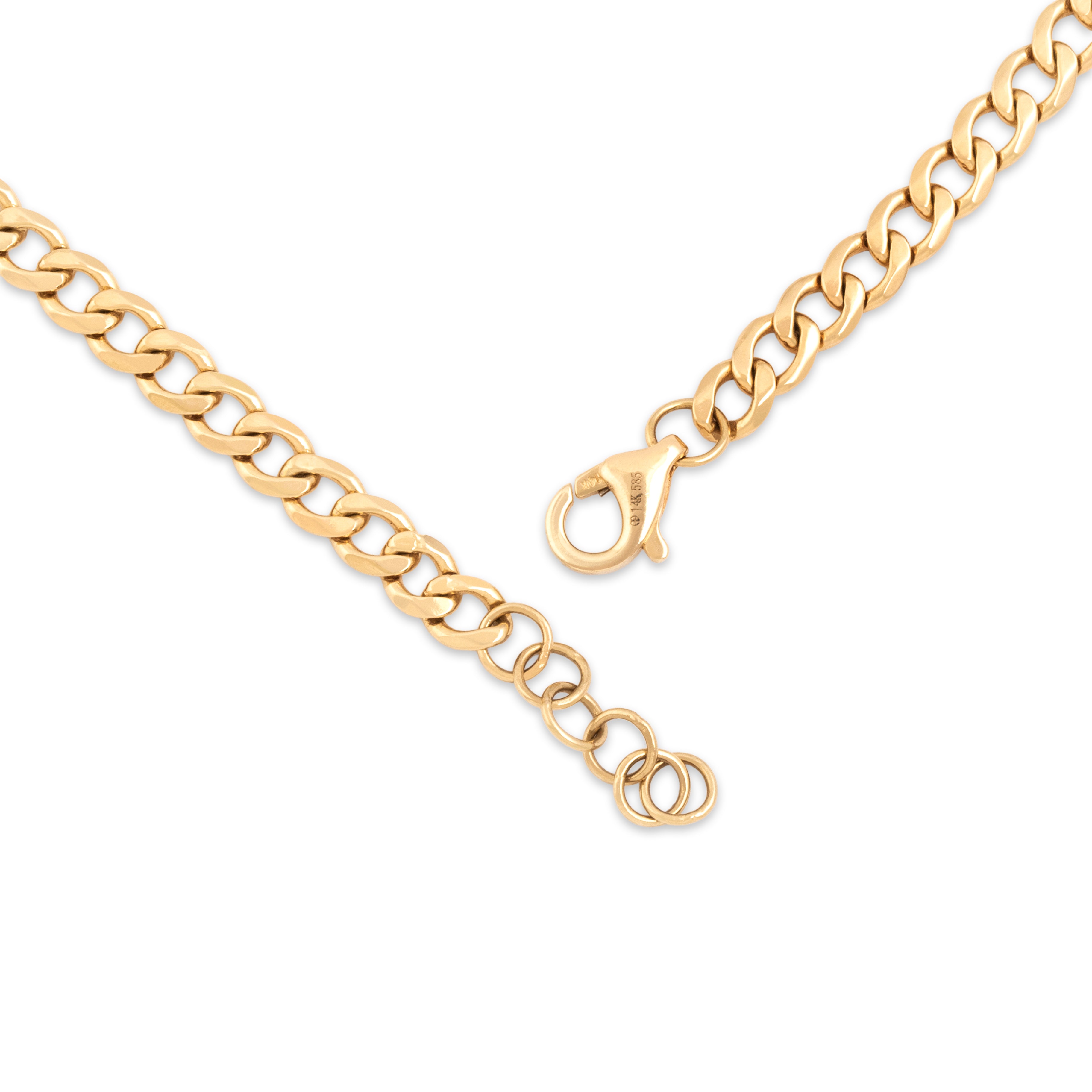 Vintage 14k Yellow Gold Diamond Bezel Station Curb Bracelet - clasp view