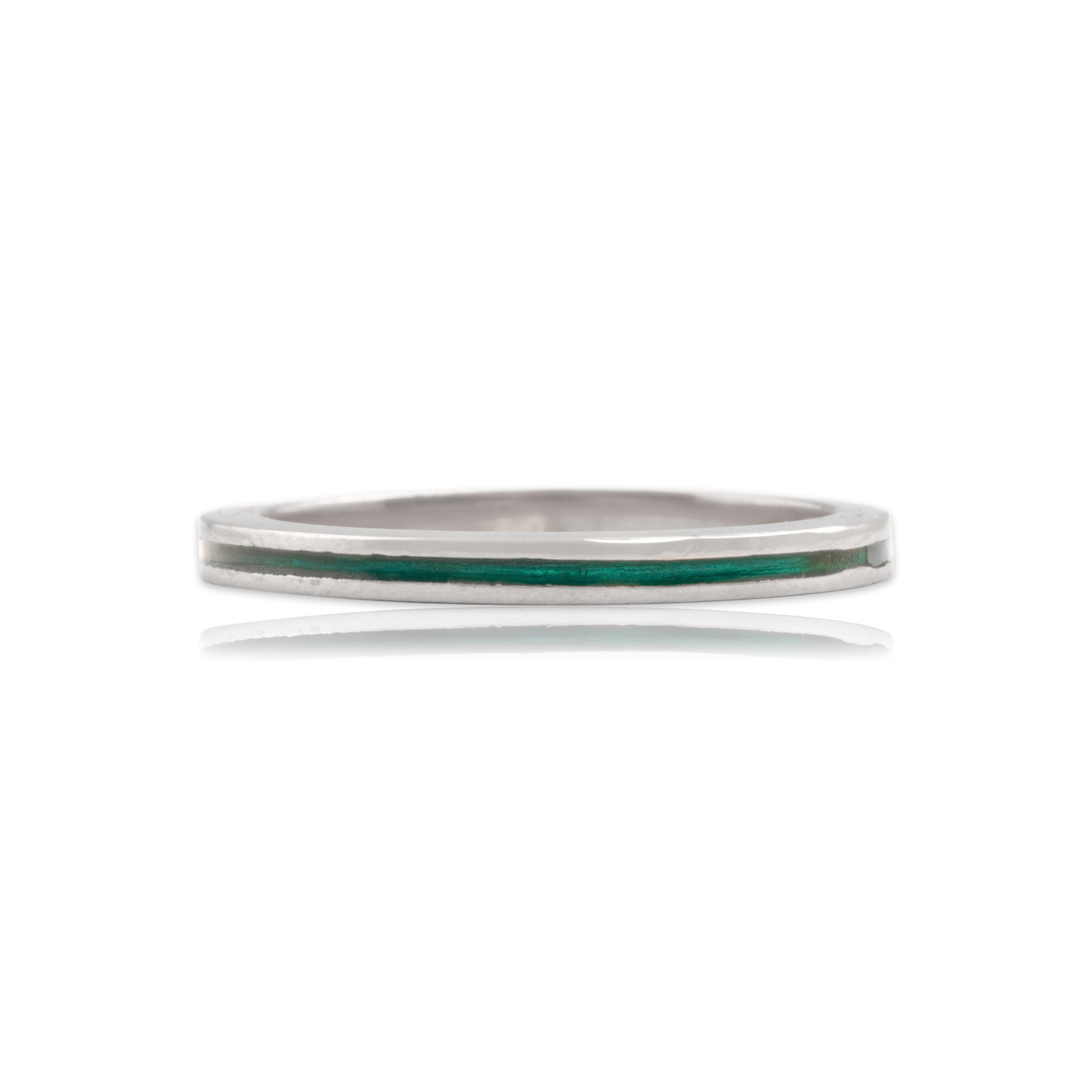 Vintage Hidalgo 18k White Gold Modular Stacking Enamel Band Ring 5.00