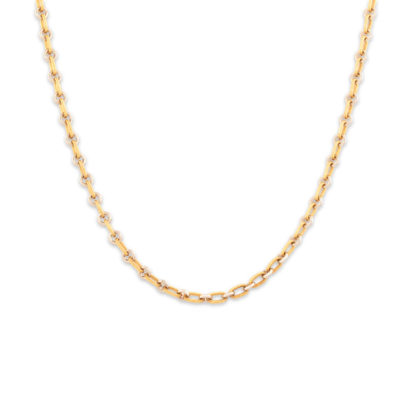 Vintage Italian 18k Yellow Gold & Platinum 3.6mm Two Tone Twisted Cable Link Chain - Close-up view