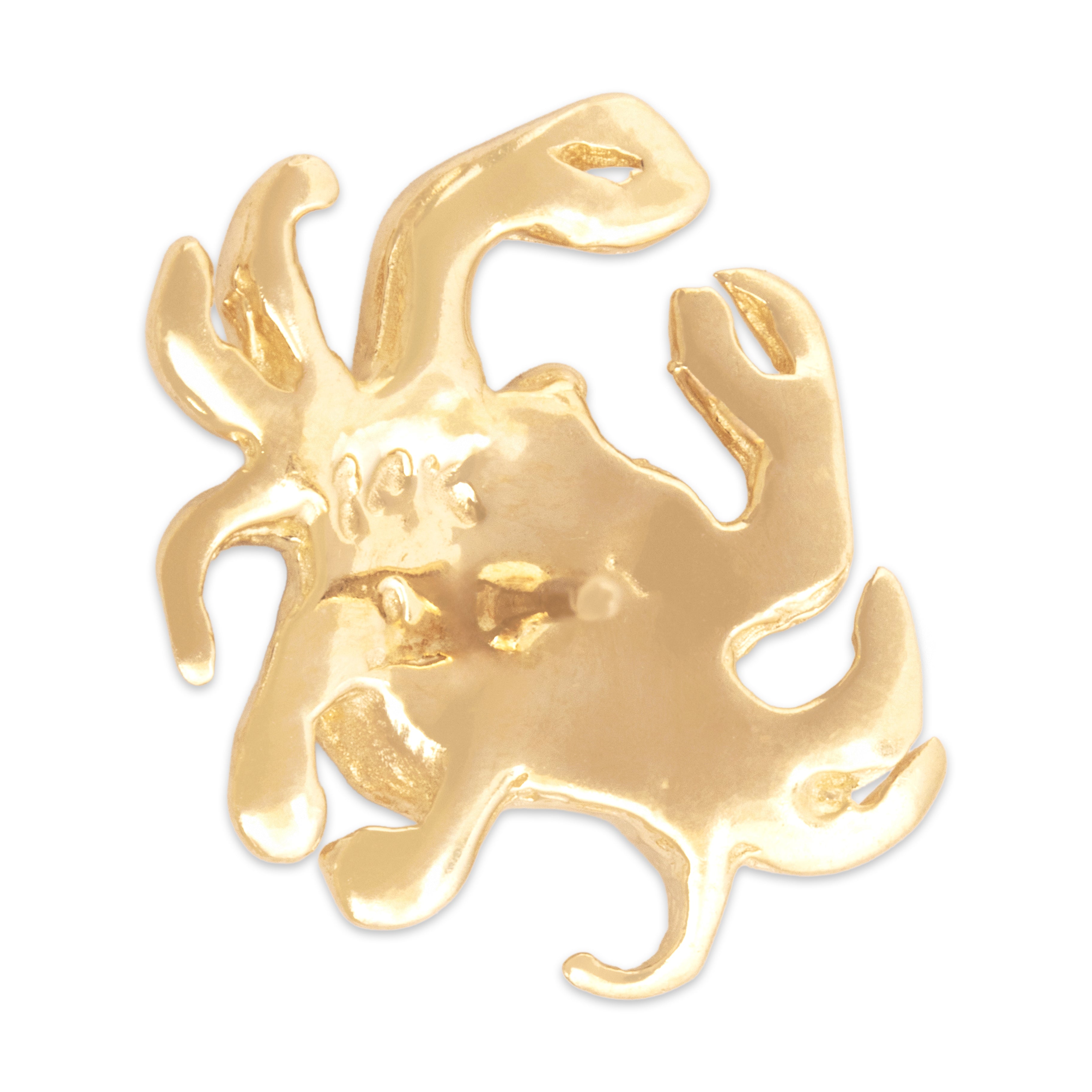 Vintage 14k Yellow Gold Beachy Dual Finish Crab Stud Earrings - Hallmark view