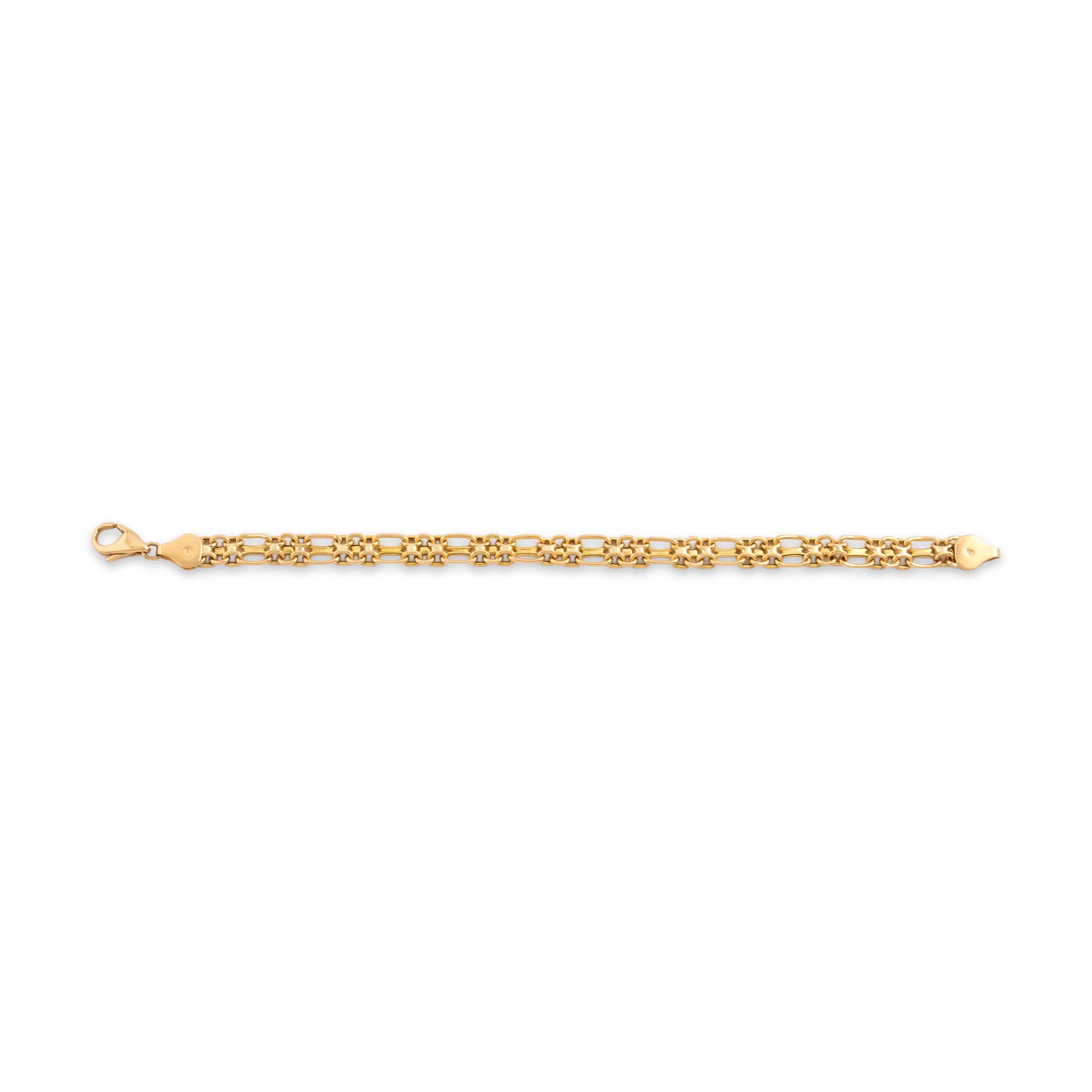Vintage Italian 14k Yellow Gold Double Interlocking Anchor Bracelet - Back view