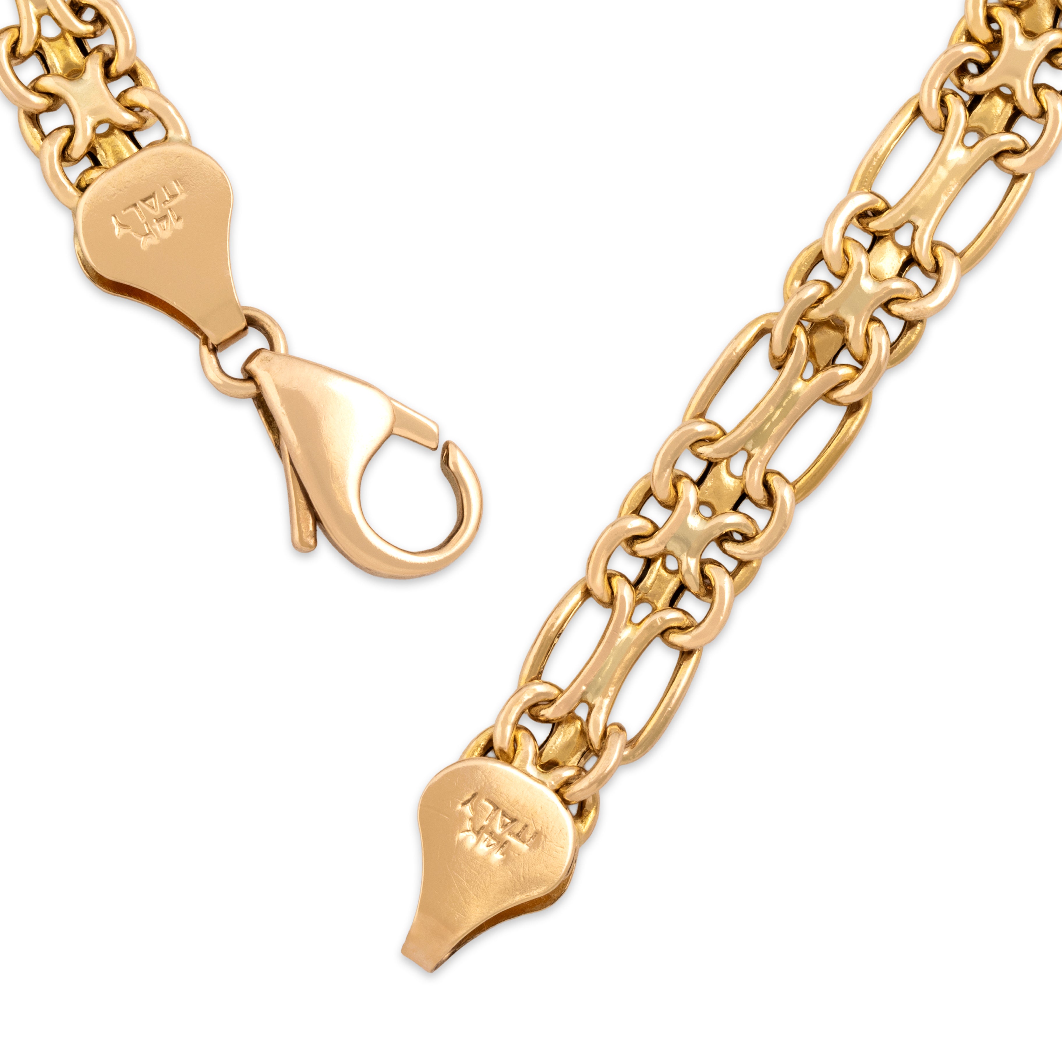 Vintage Italian 14k Yellow Gold Double Interlocking Anchor Bracelet - clasp view