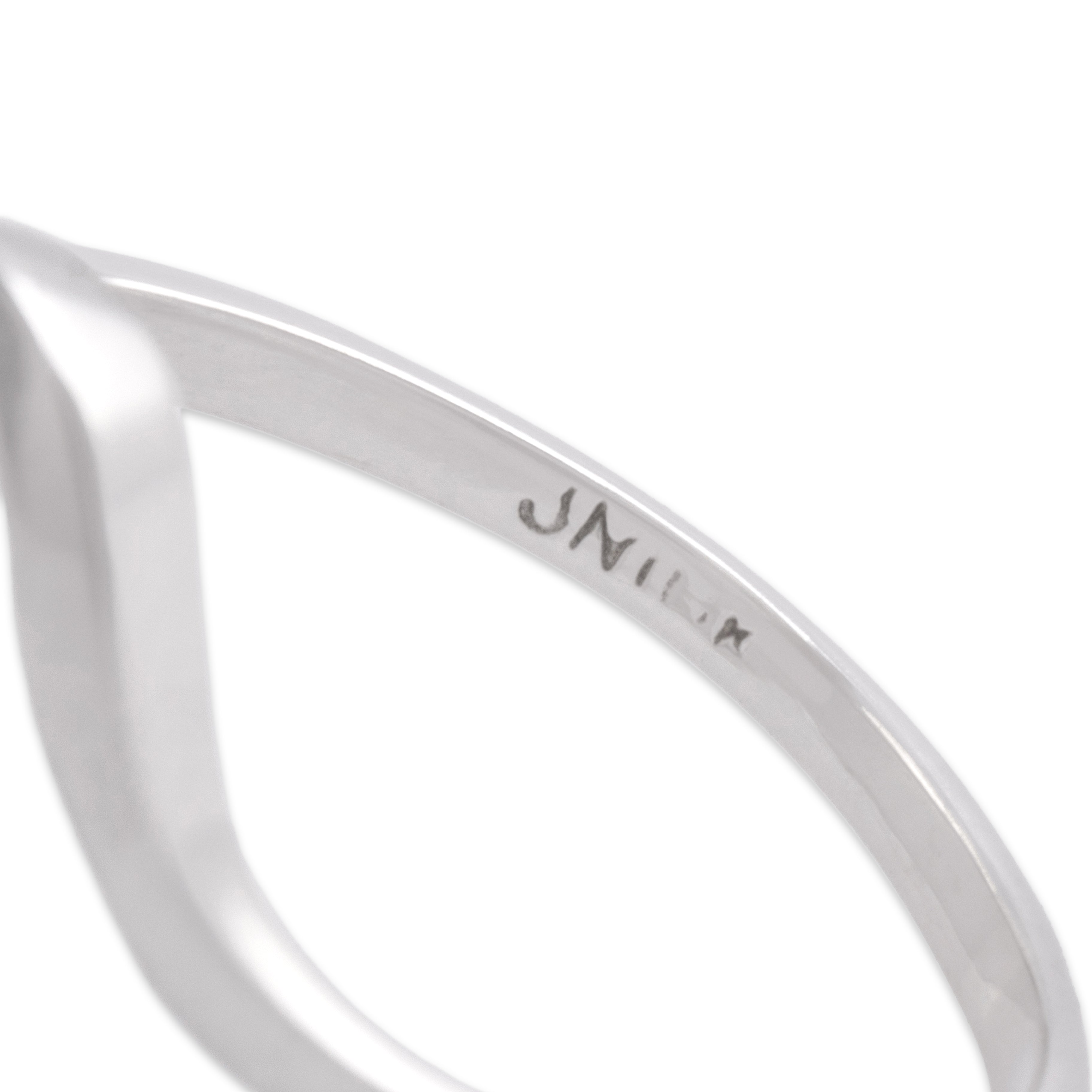 Vintage 14k White Gold Diamond Modern Sweeping Ribbon Ring - Hallmark view