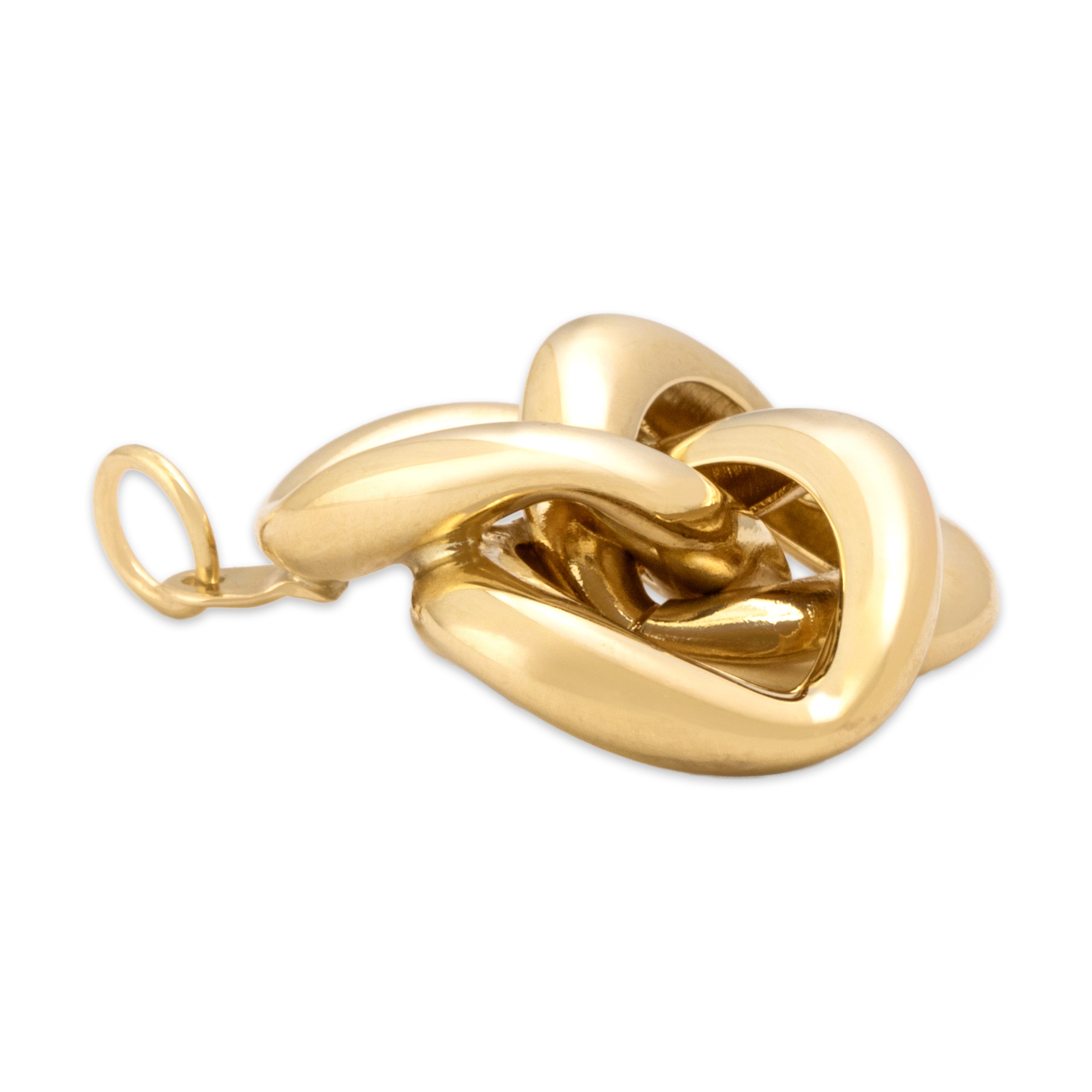 Vintage 14k Yellow Gold Puffed Love Knot Pendant - Side view