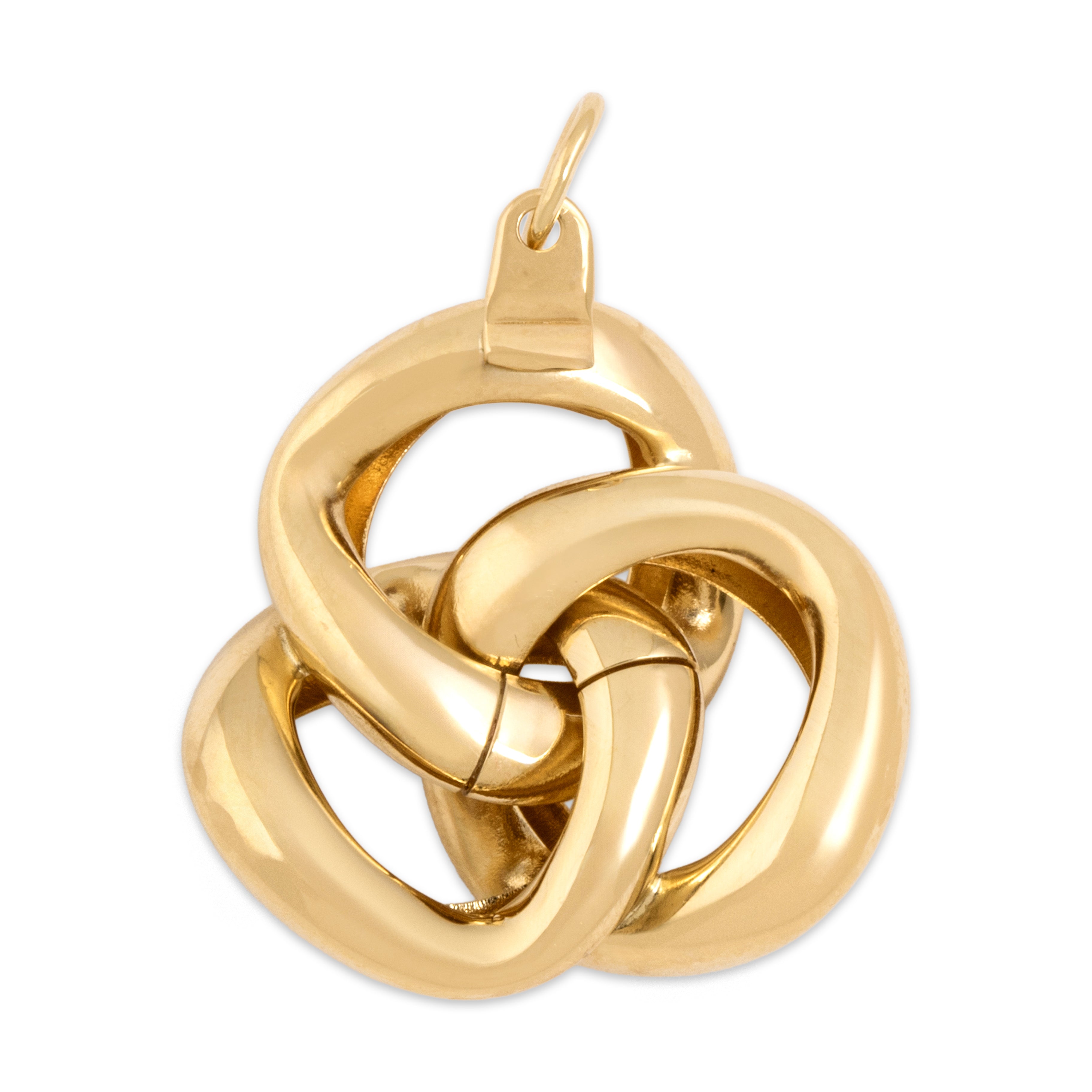 Vintage 14k Yellow Gold Puffed Love Knot Pendant - Back view