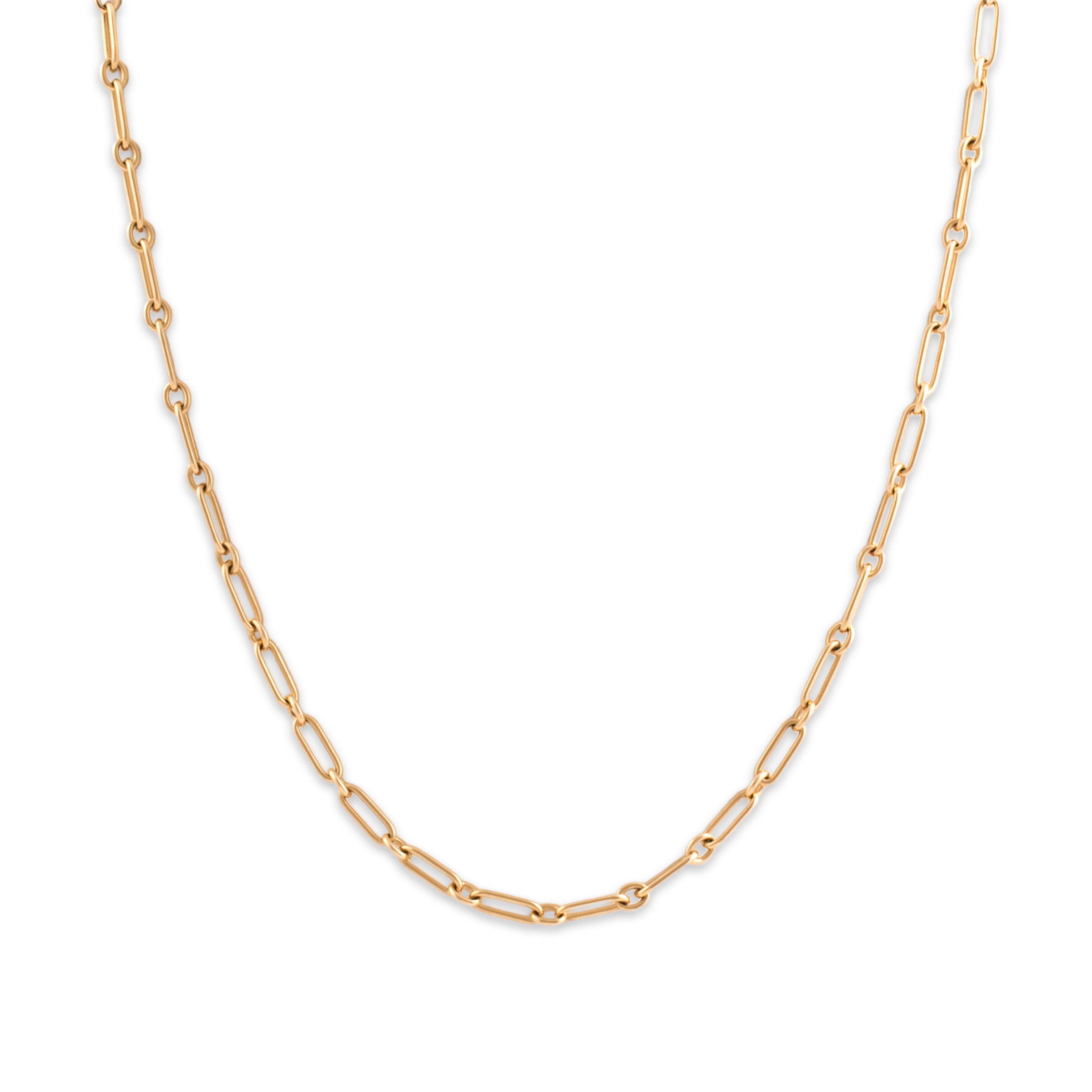 Antique 10k Yellow Gold 2.95mm Dog Clip Trombone Link Collar Chain - detail view #1