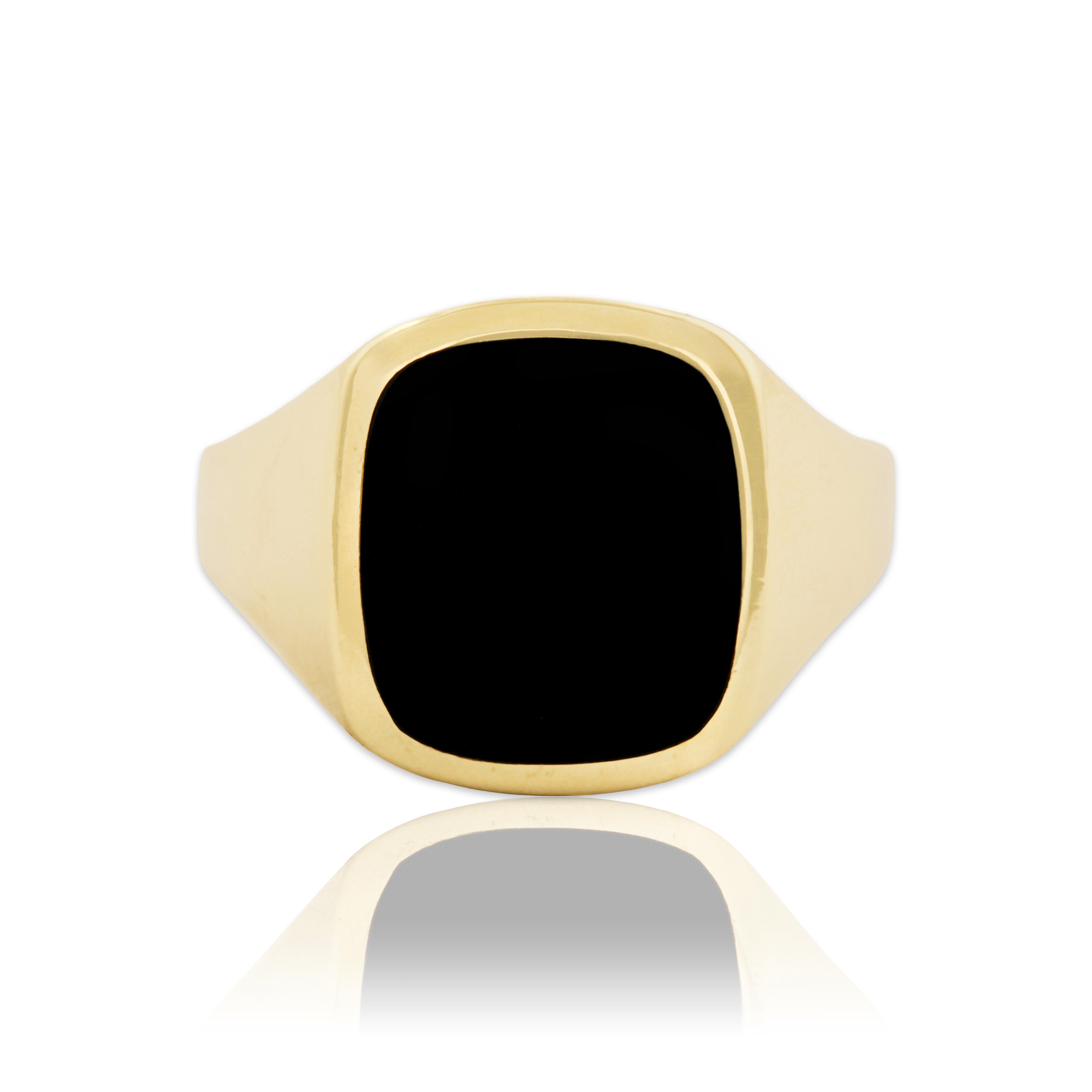Vintage 14k Yellow Gold Onyx Classic Gleaming Signet Ring 7.50