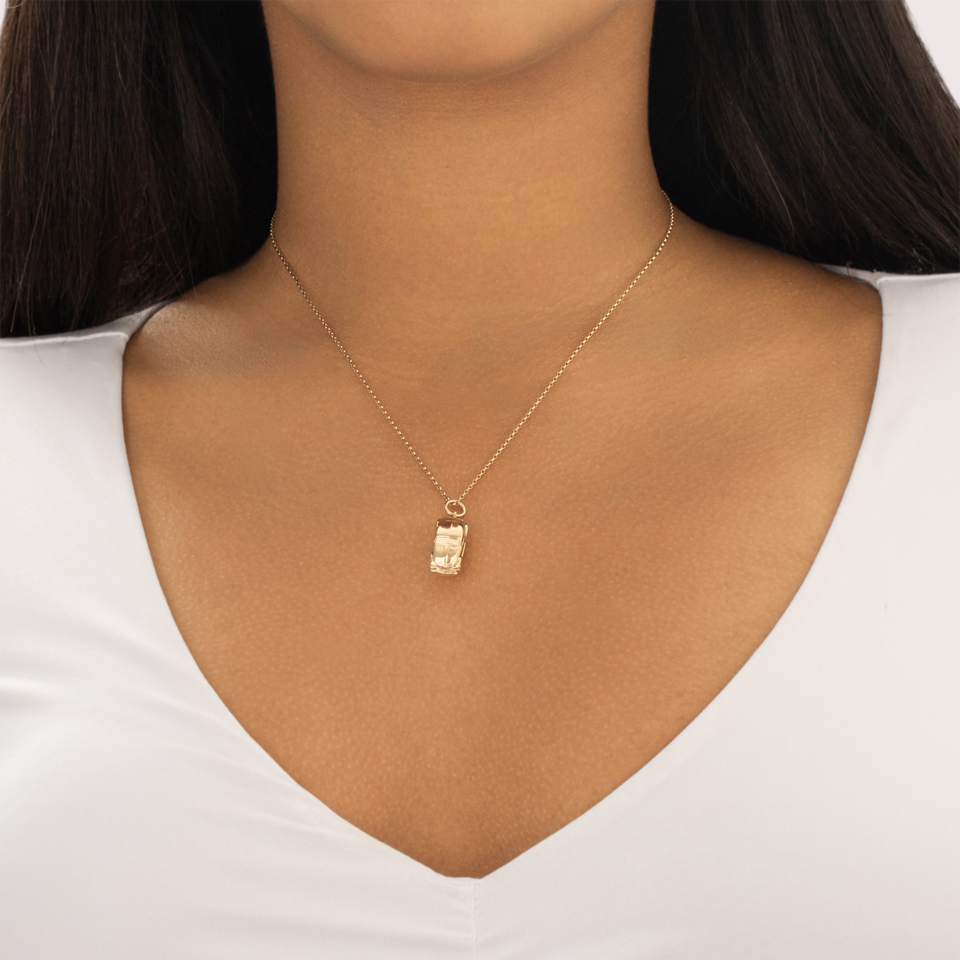 Vintage 14k Yellow Gold Speedy Sedan Charm / Pendant - On model view