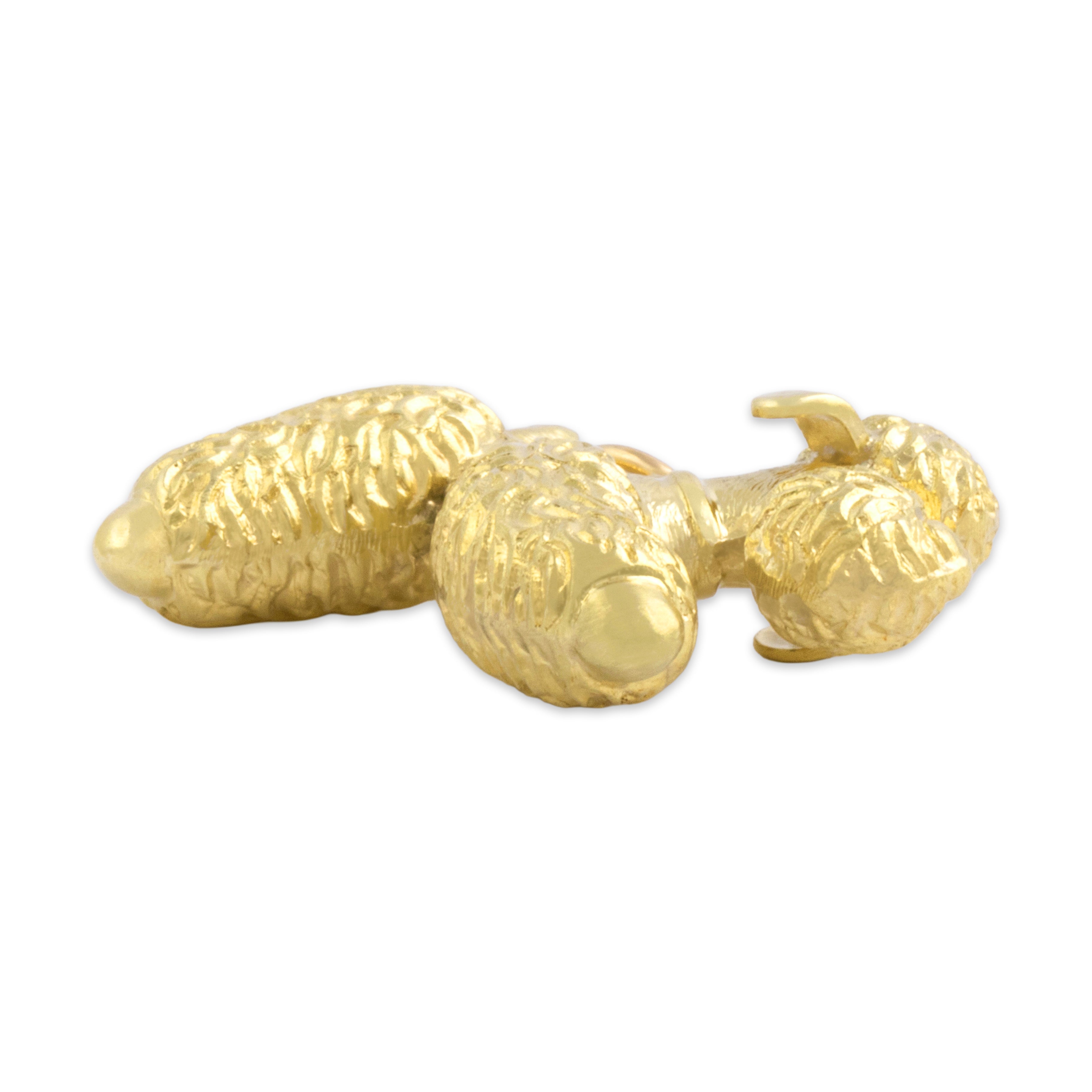 Vintage 14k Yellow Gold Adorable Textured Poodle Charm / Pendant - detail view #1