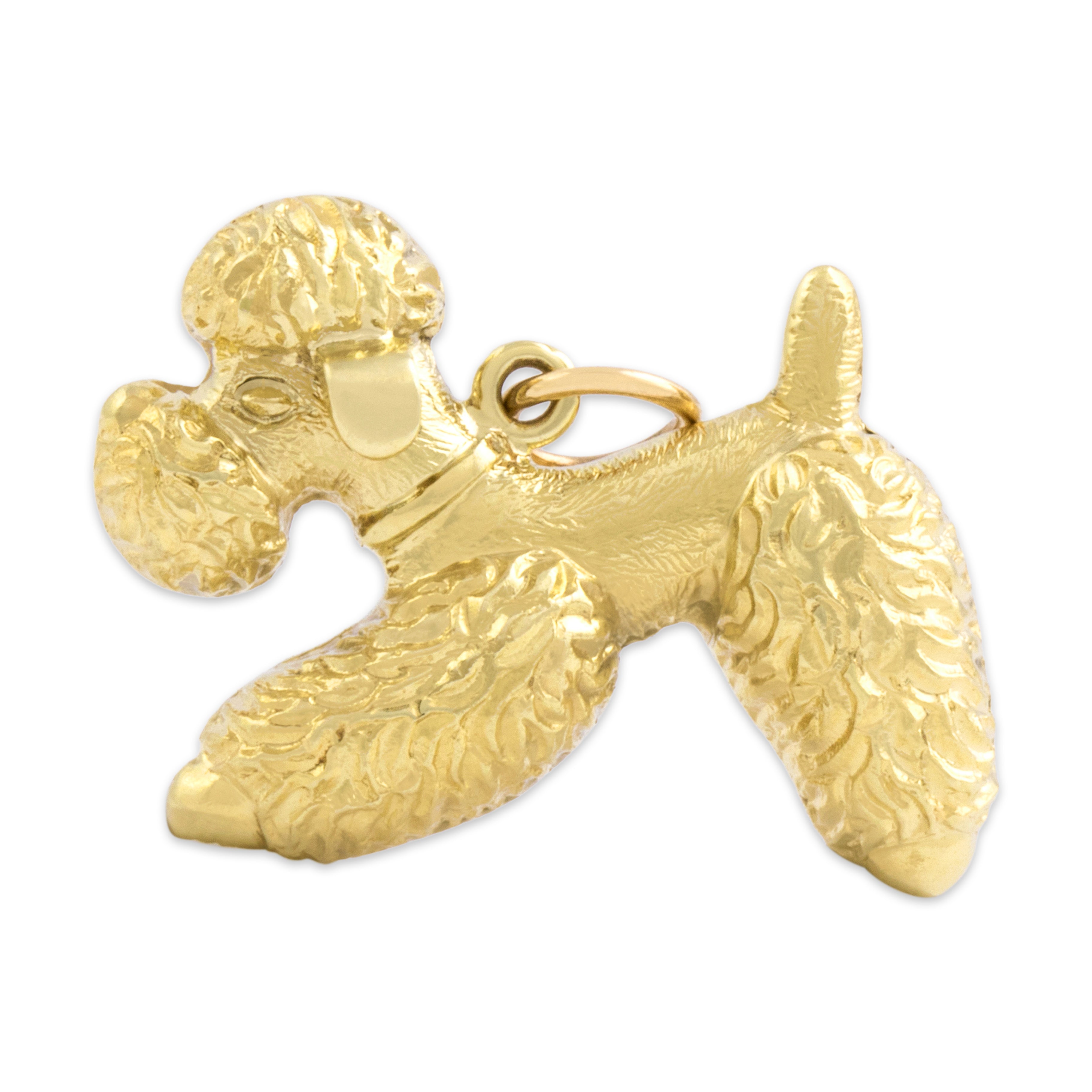 Vintage 14k Yellow Gold Adorable Textured Poodle Charm / Pendant - Overall view
