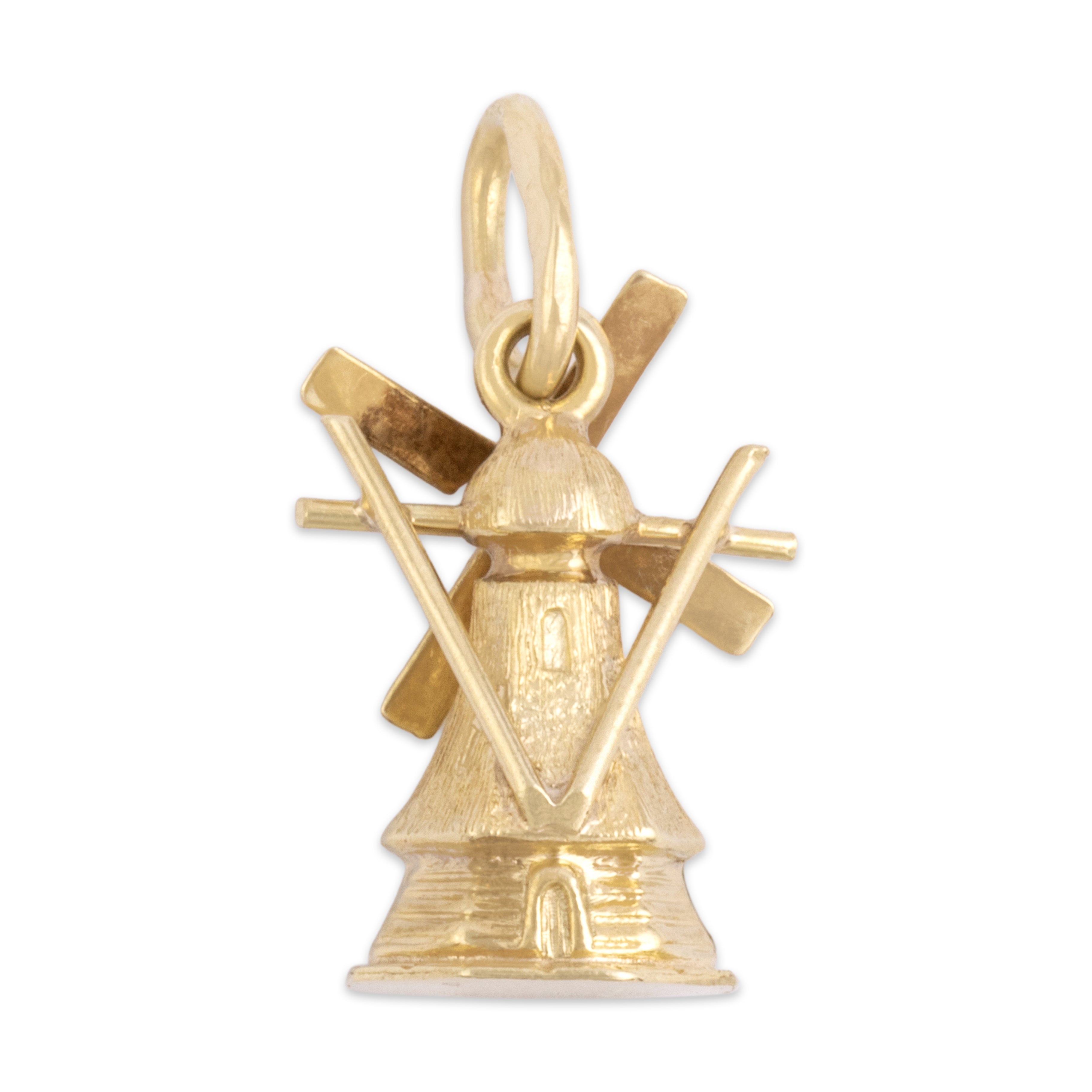 Vintage 14k Yellow Gold Articulating Peaceful Windmill Charm / Pendant - detail view #2