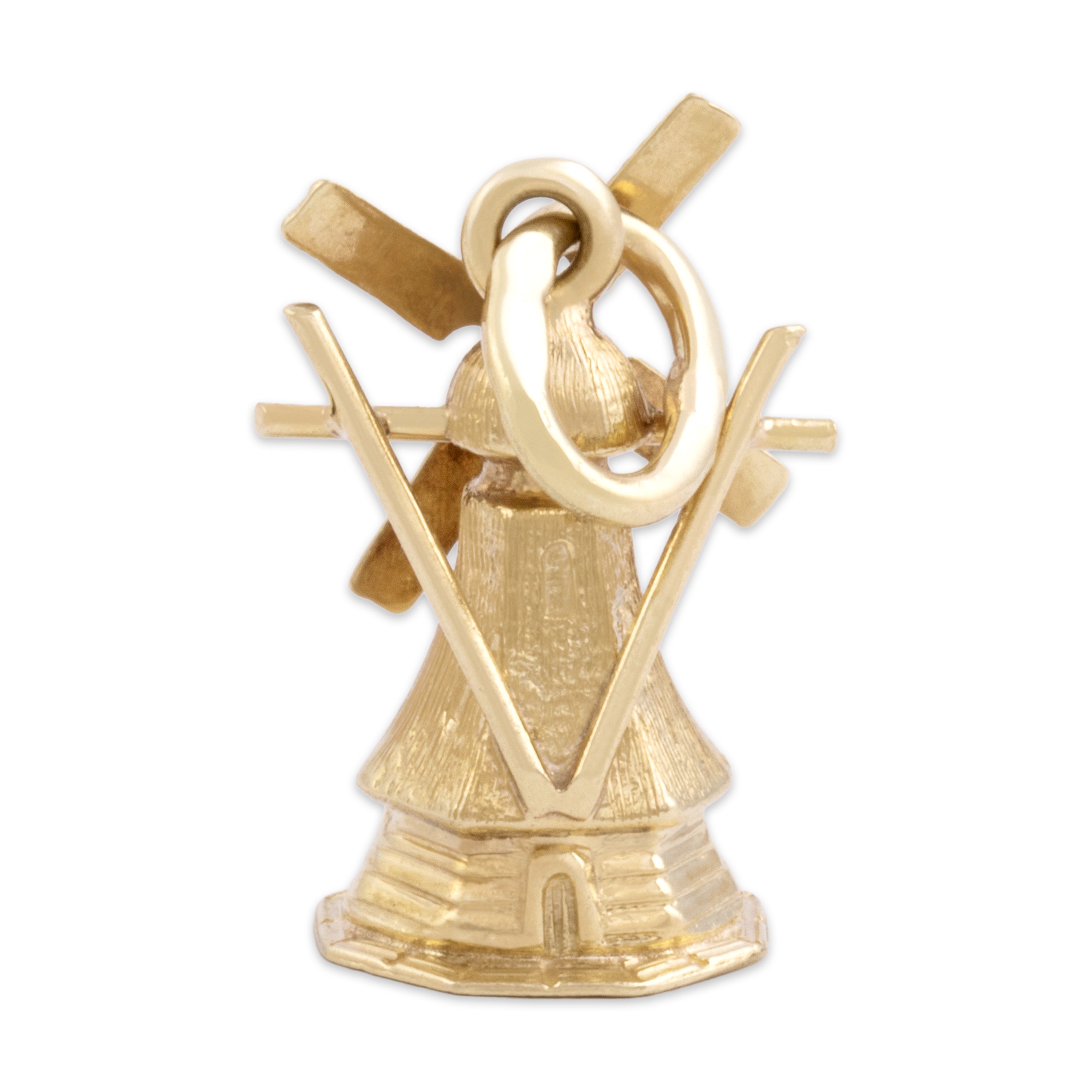 Vintage 14k Yellow Gold Articulating Peaceful Windmill Charm / Pendant - detail view #1