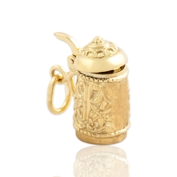 Vintage 14k Yellow Gold Fantastic Opening Beer Stein Charm / Pendant