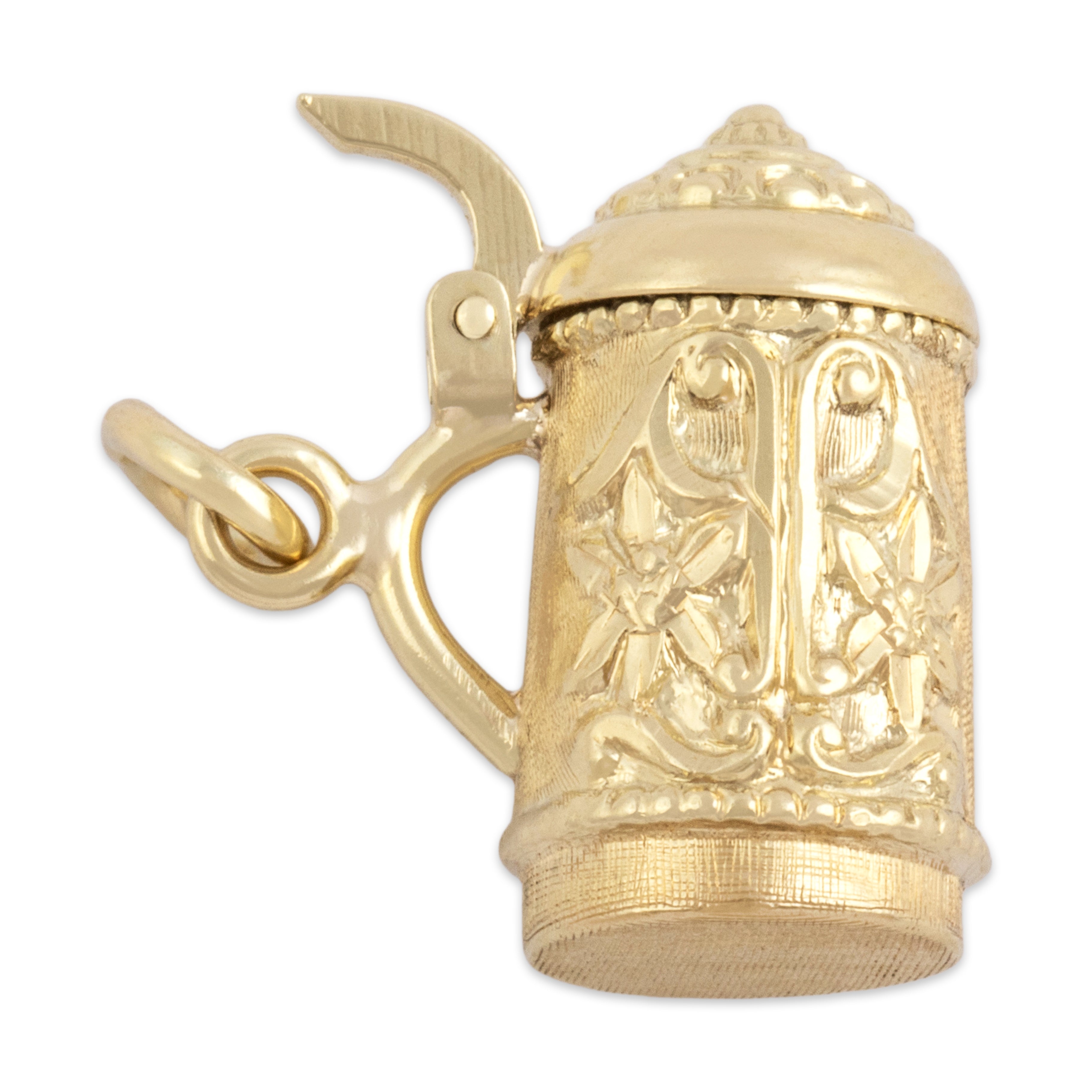 Vintage 14k Yellow Gold Fantastic Opening Beer Stein Charm / Pendant - Side view