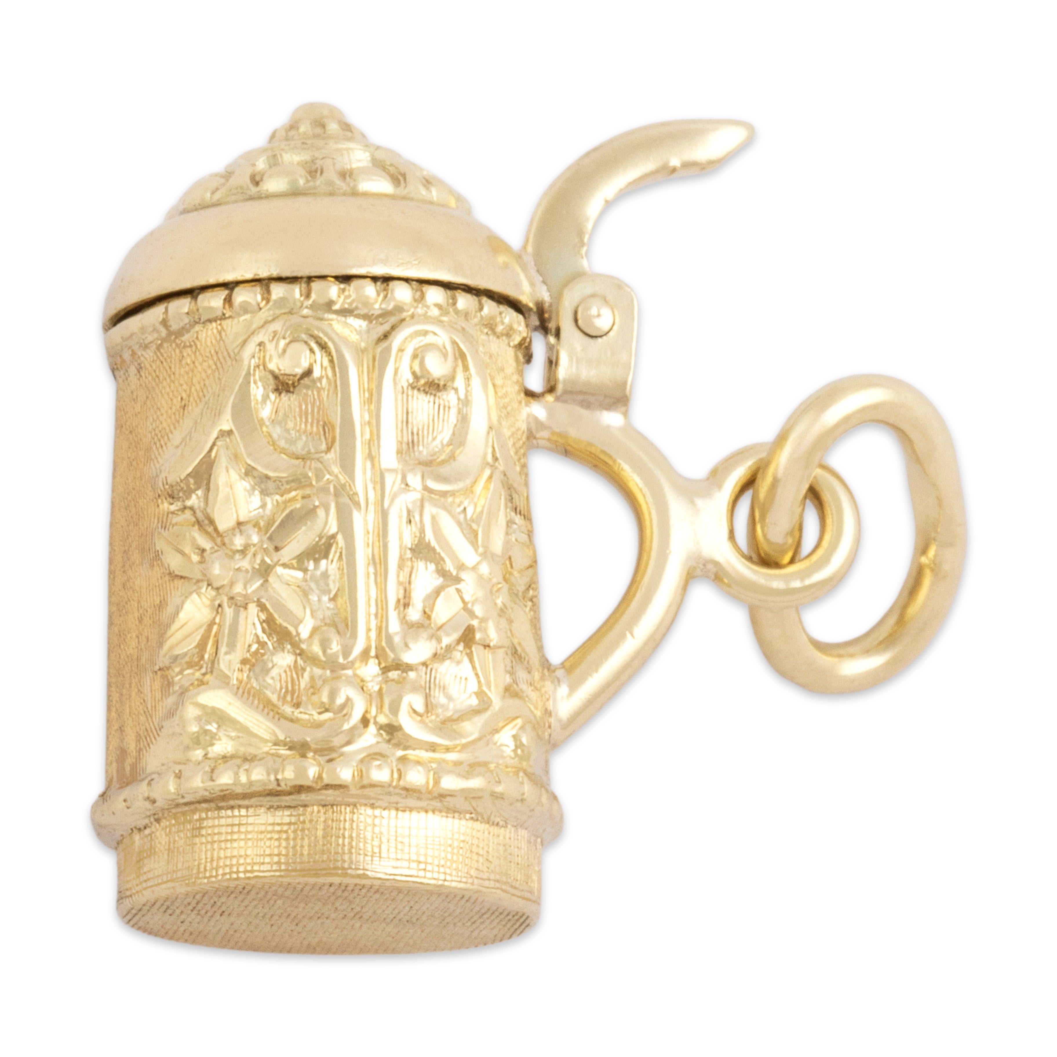 Vintage 14k Yellow Gold Fantastic Opening Beer Stein Charm / Pendant - Side view