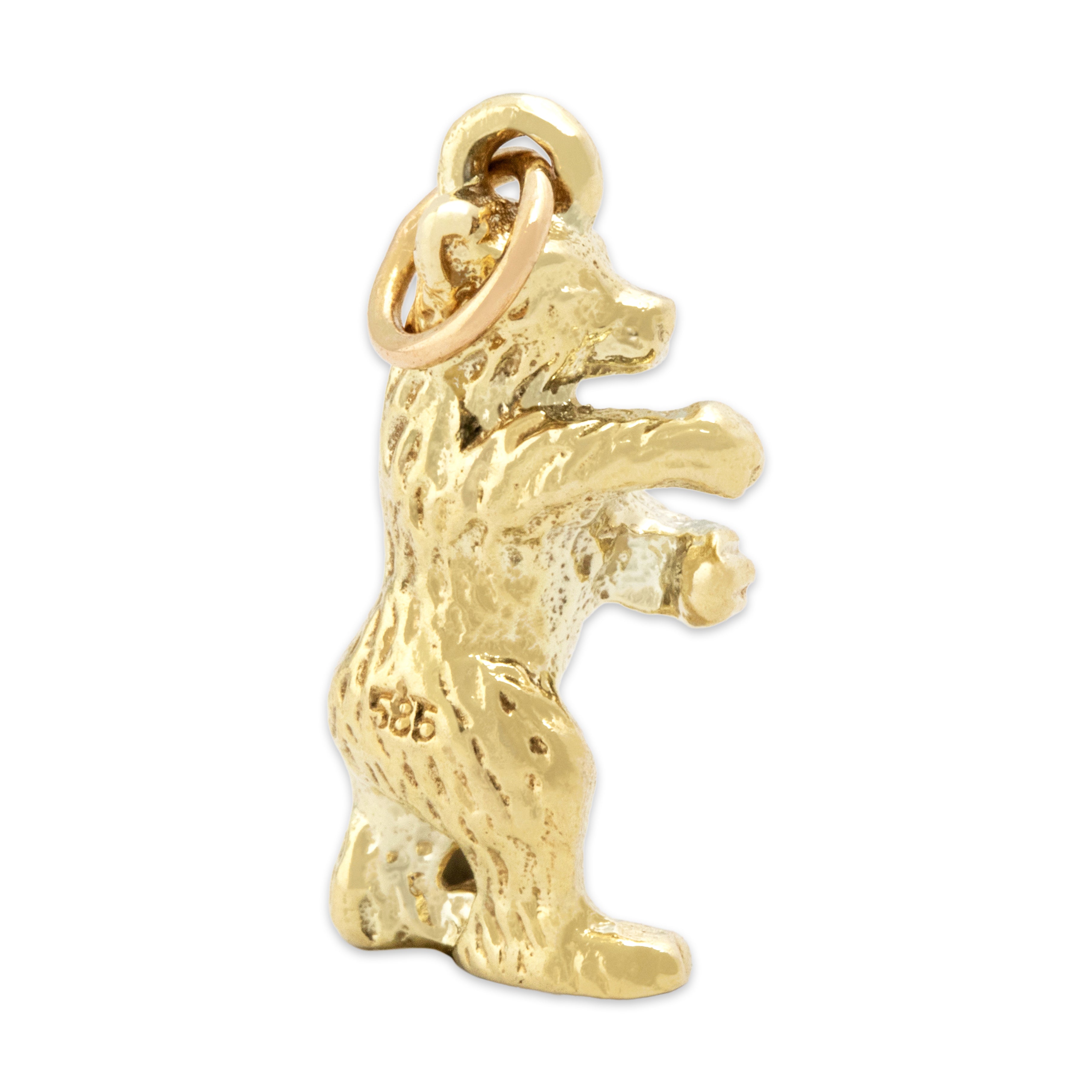 Vintage German 14k Yellow Gold Standing Black Forest Bear Charm / Pendant