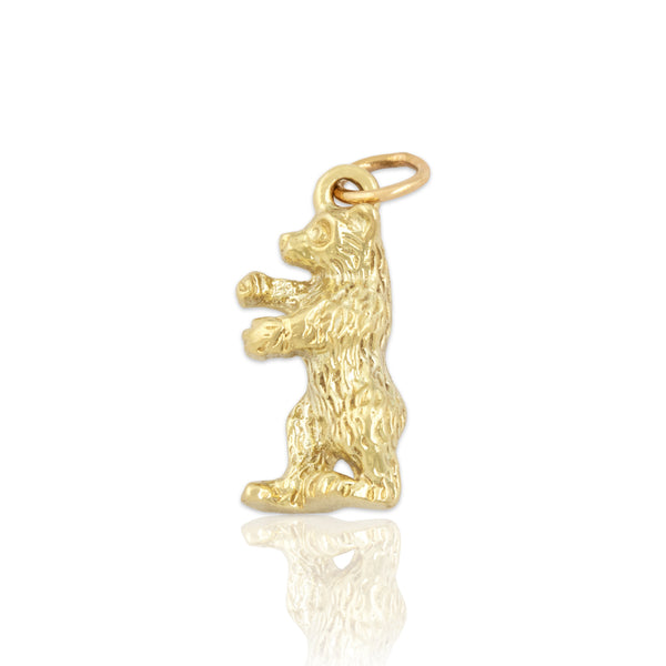 Vintage German 14k Yellow Gold Standing Black Forest Bear Charm / Pendant