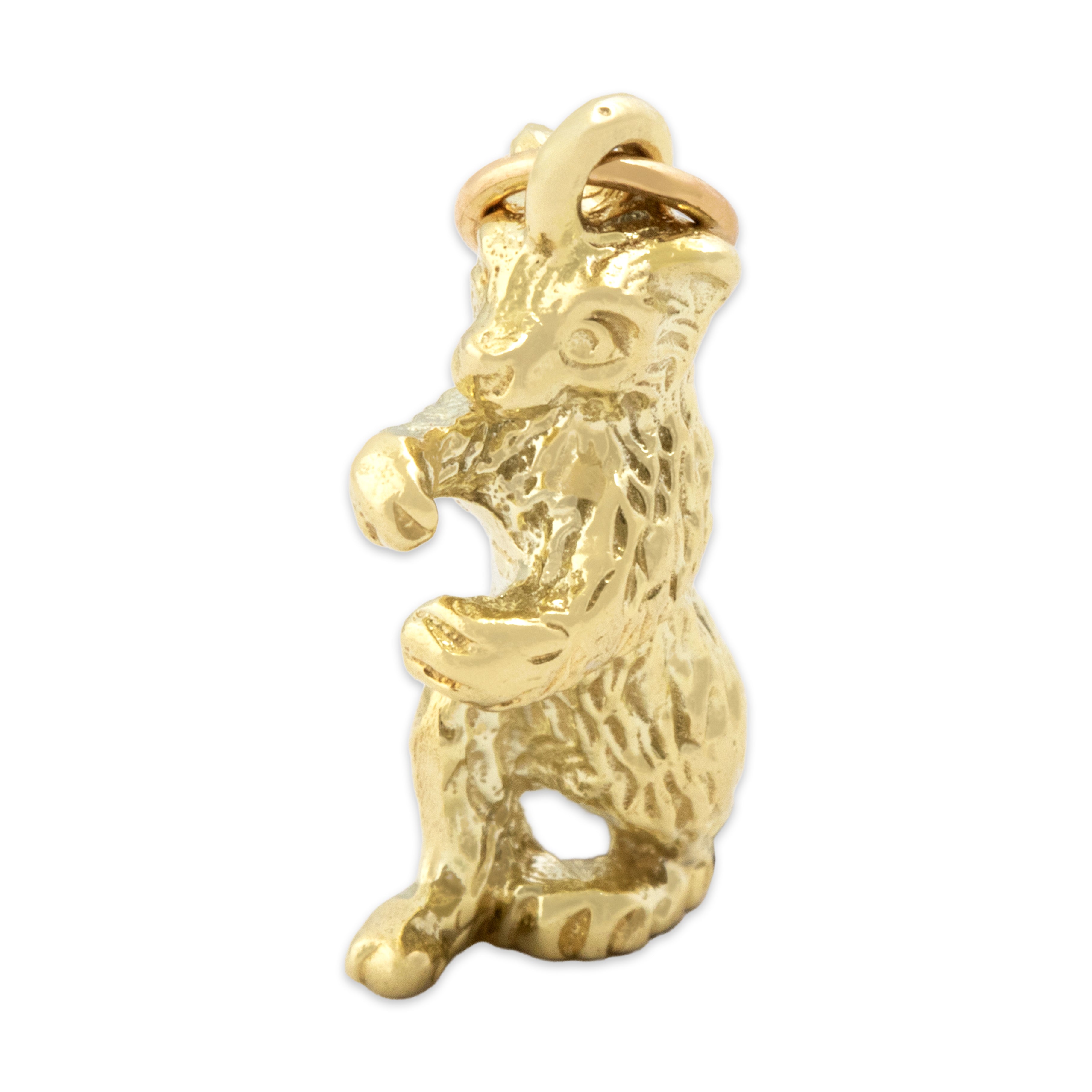Vintage German 14k Yellow Gold Standing Black Forest Bear Charm / Pendant - Side view