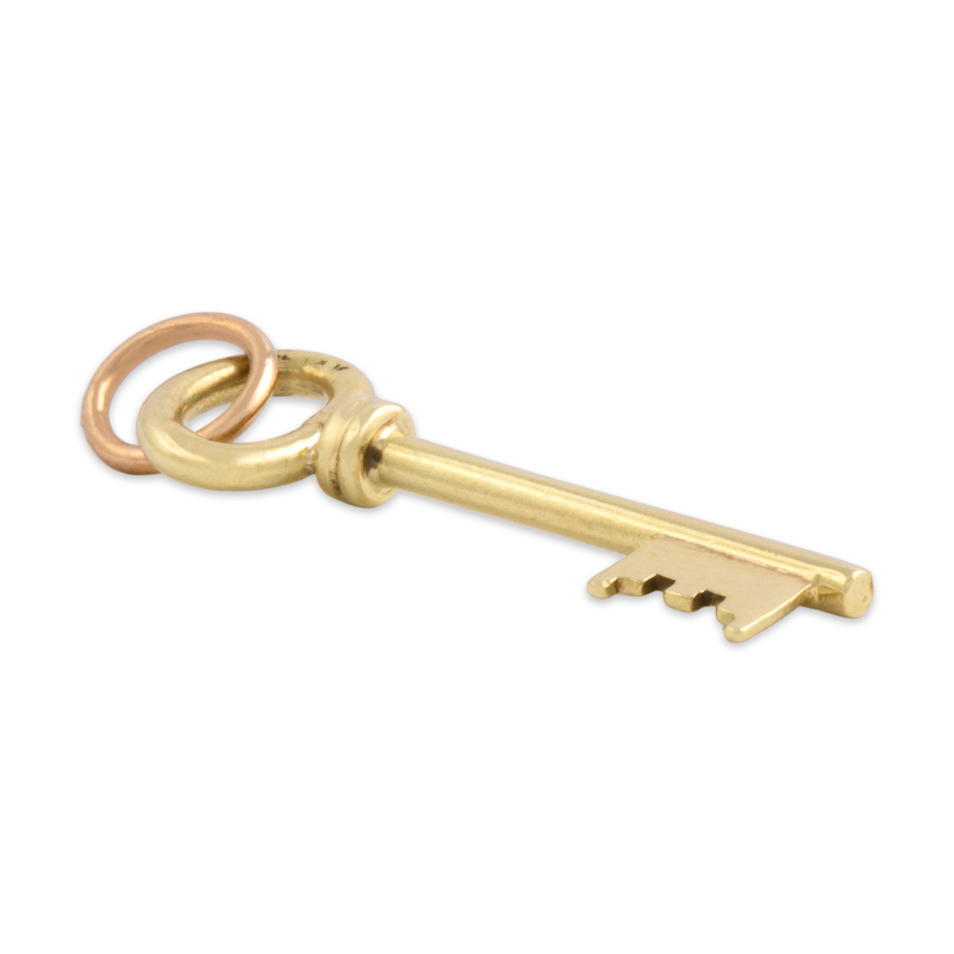 Vintage 14k Yellow Gold Delicate Skeleton Key Charm / Pendant