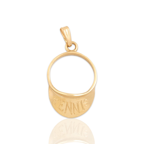 Vintage 14k Yellow Gold Sporty Tennis Visor Charm / Pendant