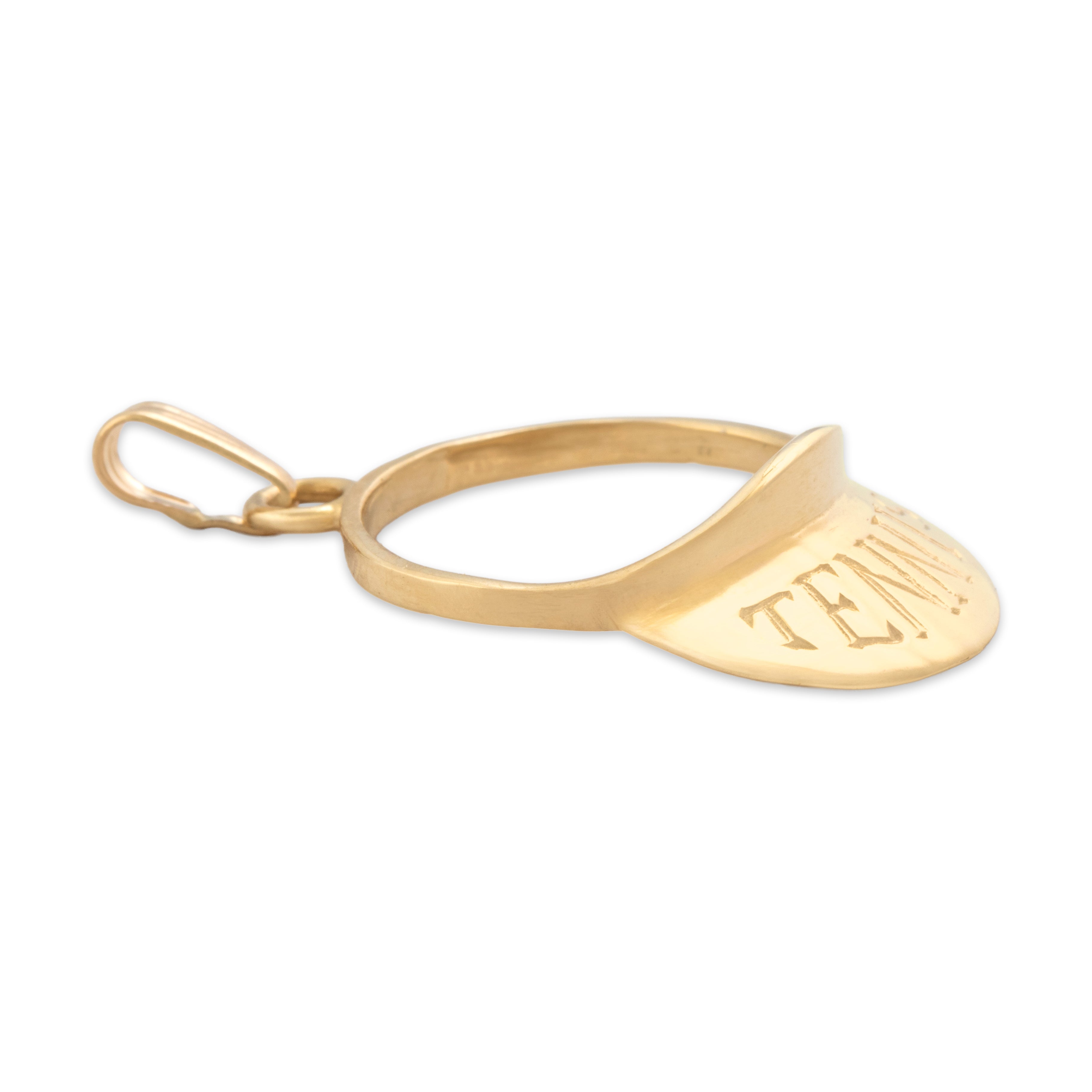 Vintage 14k Yellow Gold Sporty Tennis Visor Charm / Pendant - Side view