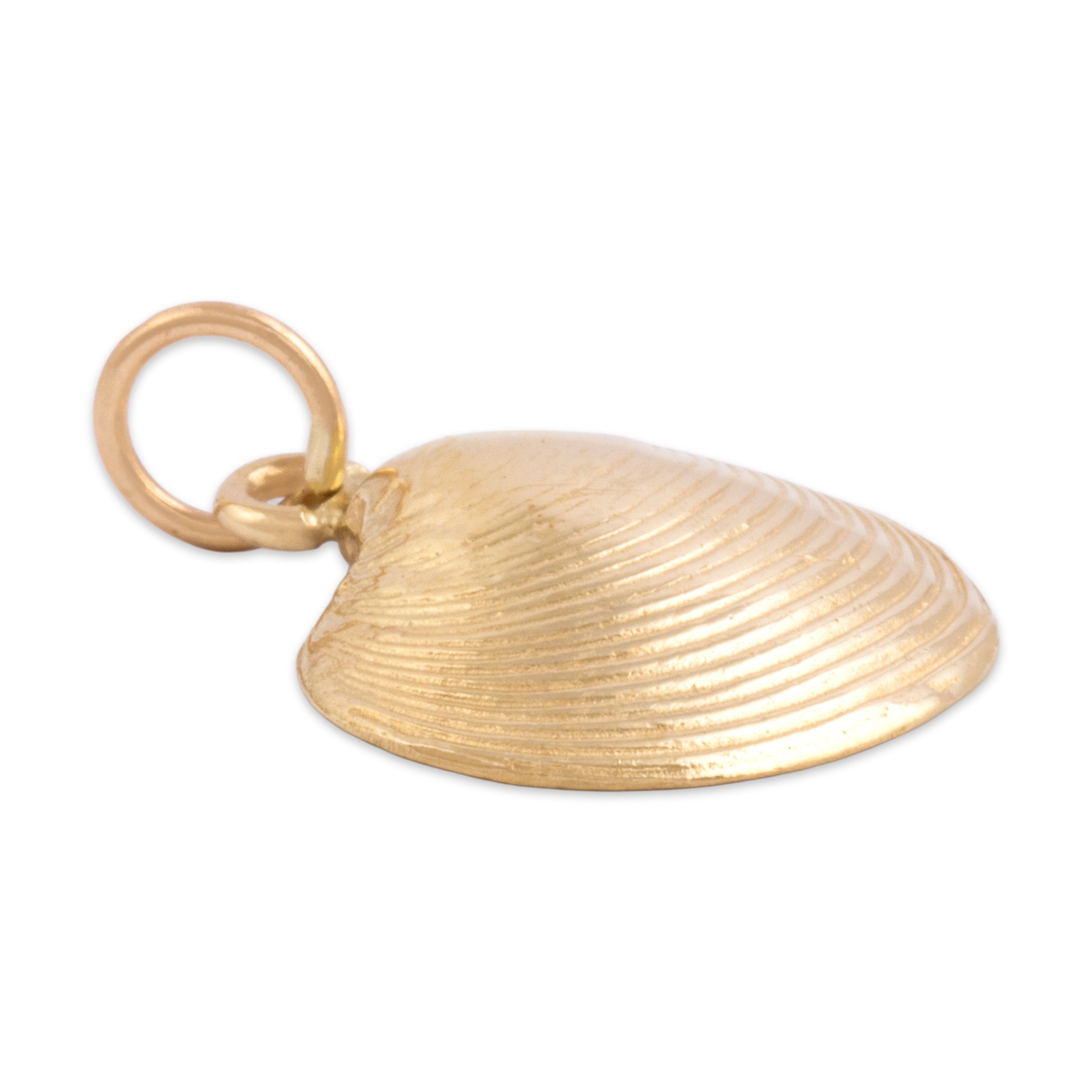 Vintage 14k Yellow Gold Happy As A Clam Charm / Pendant - Side view