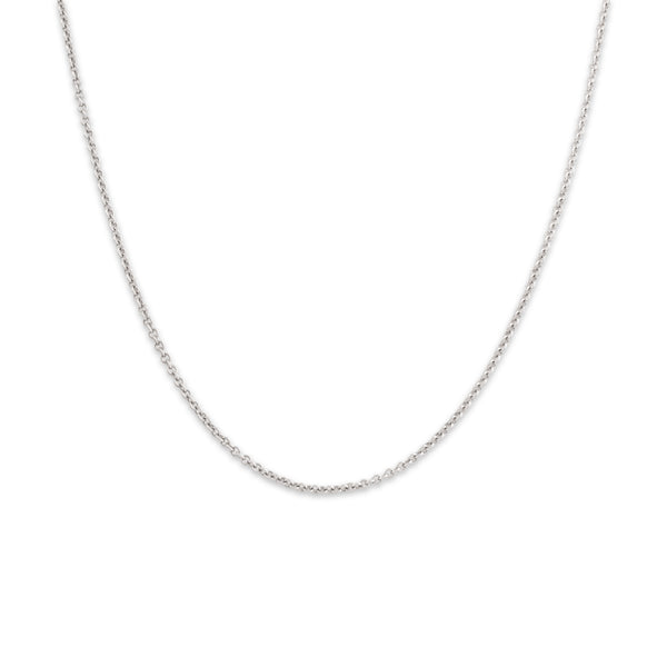 Vintage Italian 14k White Gold 1.5mm Dainty Classic Cable Chain 17