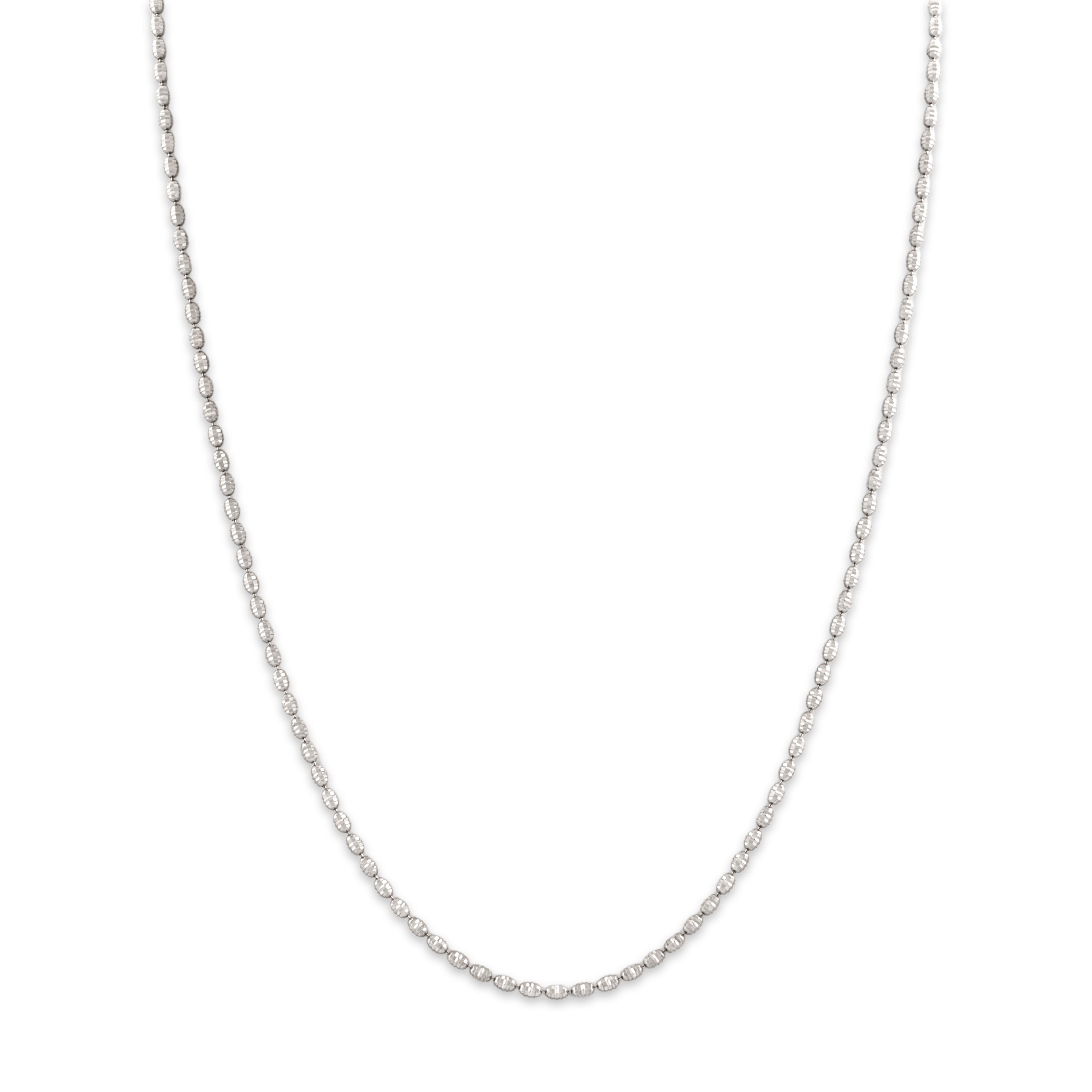 Vintage Italian 14k White Gold 2mm Glittering Textured Ball Chain - detail view #1