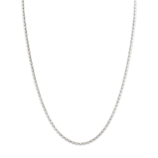 Vintage Italian 14k White Gold 2mm Glittering Textured Ball Chain 18