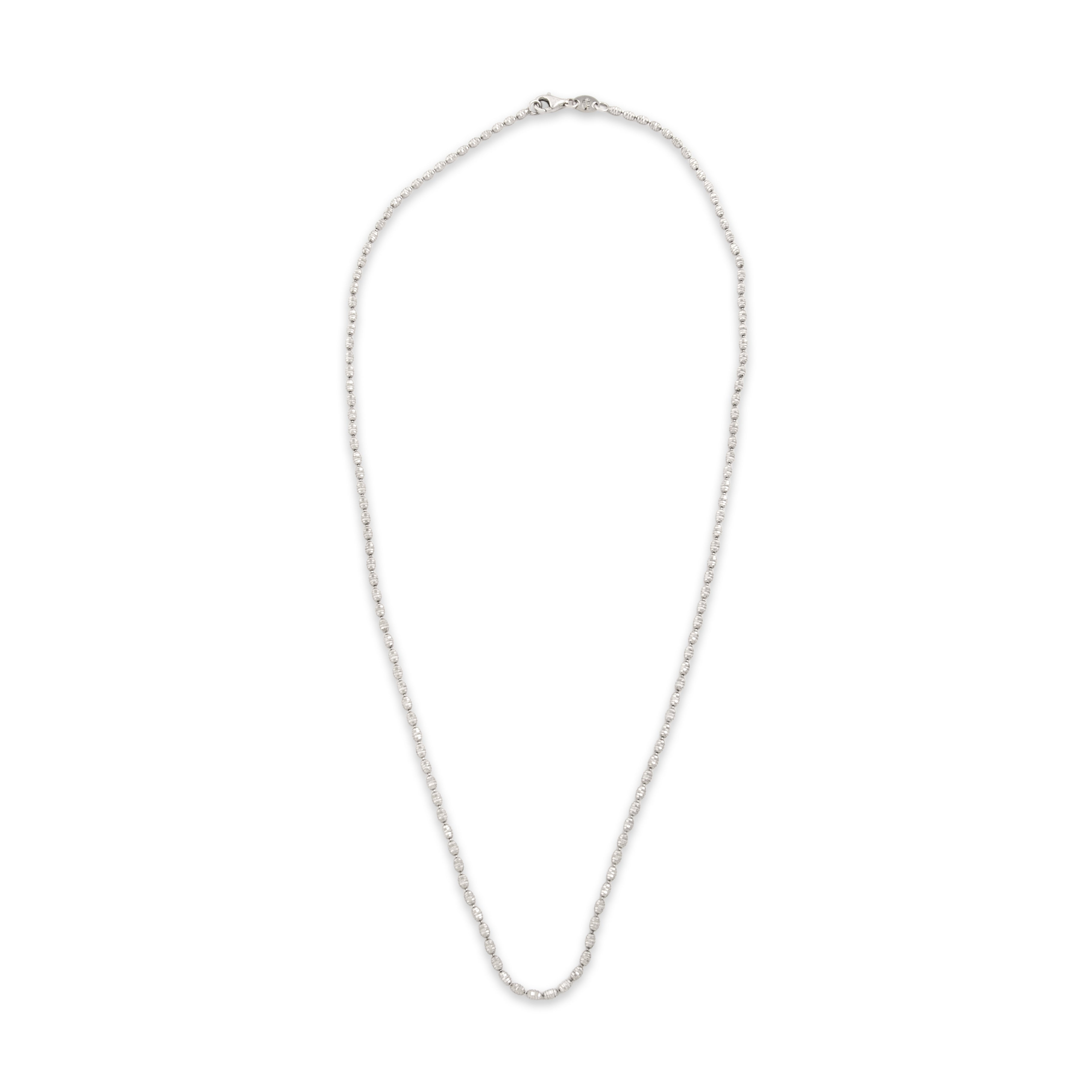 Vintage Italian 14k White Gold 2mm Glittering Textured Ball Chain - Overall view
