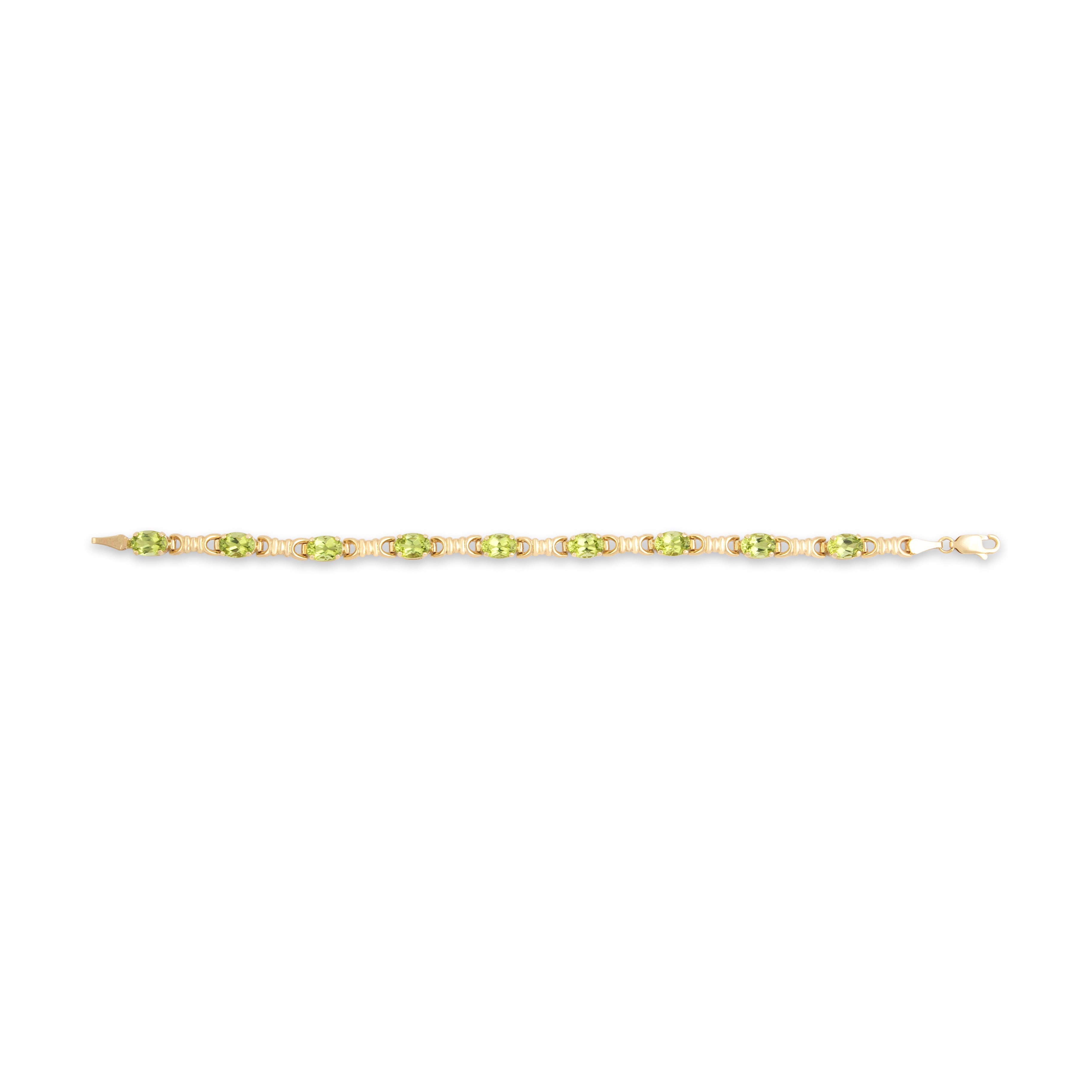 Vintage 14k Yellow Gold 6.87cttw Peridot Horse-Bit Link Bracelet - Overall view