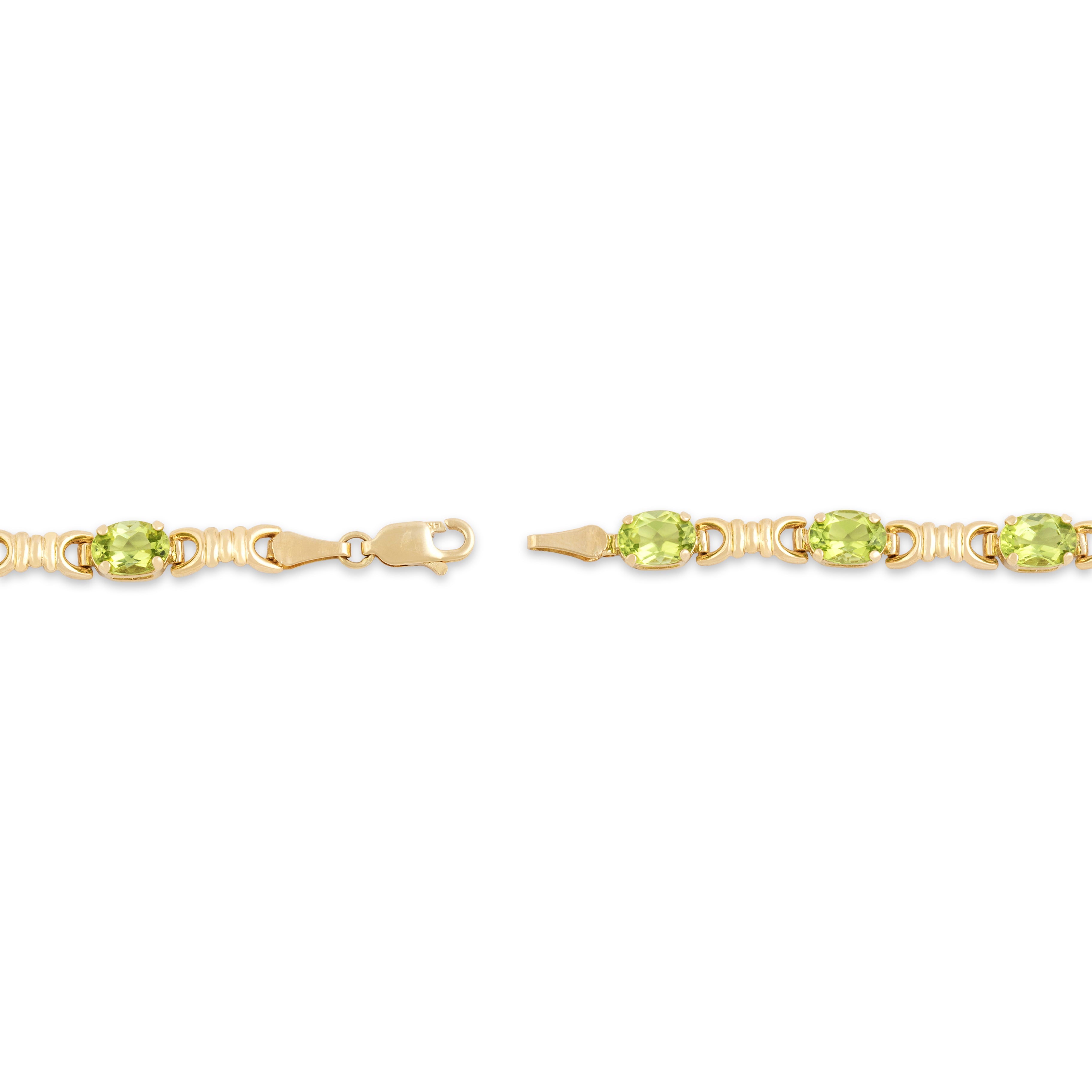 Vintage 14k Yellow Gold 6.87cttw Peridot Horse-Bit Link Bracelet - clasp view