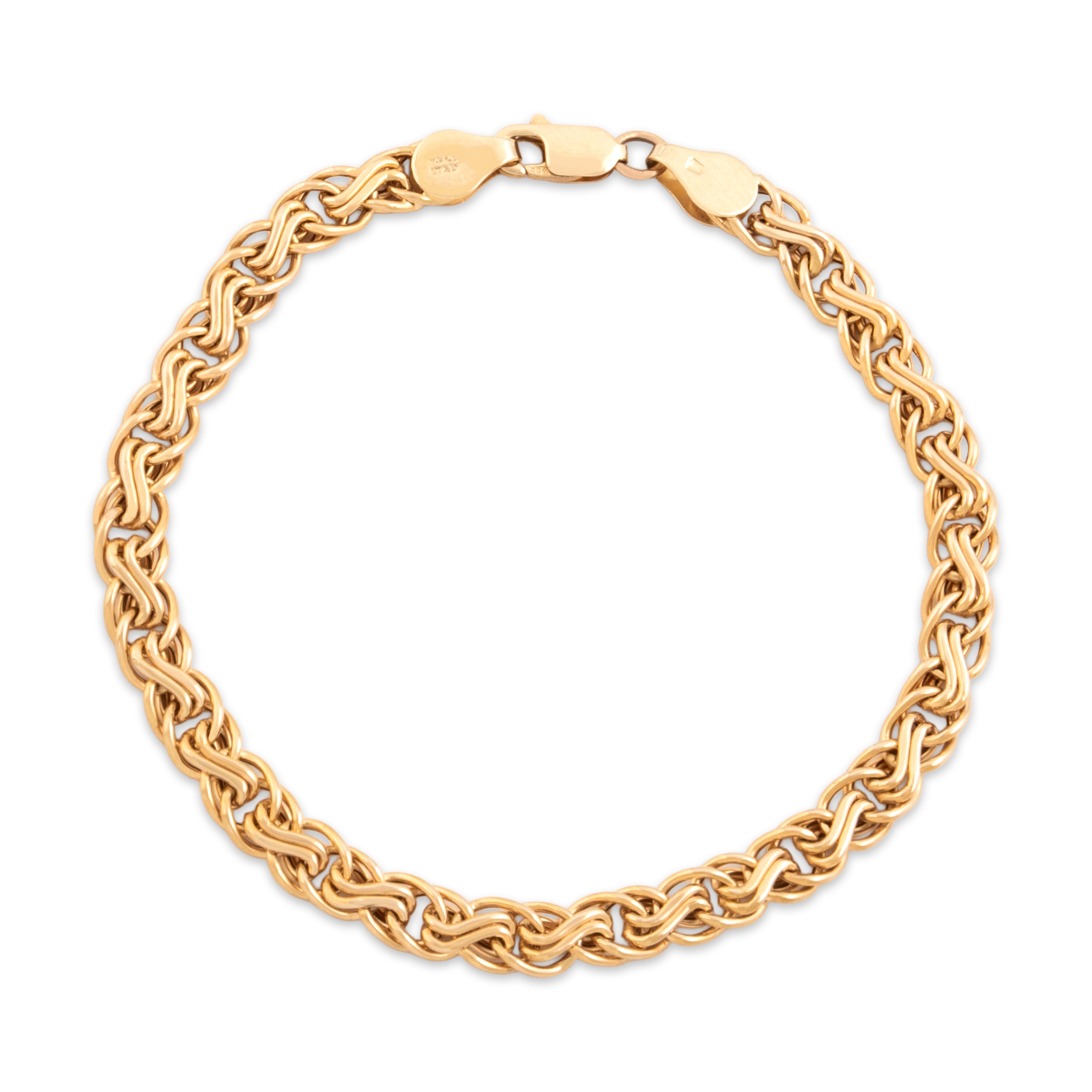 Vintage Italian 14k Yellow Gold Interlocking S-Link Bracelet - Close-up view