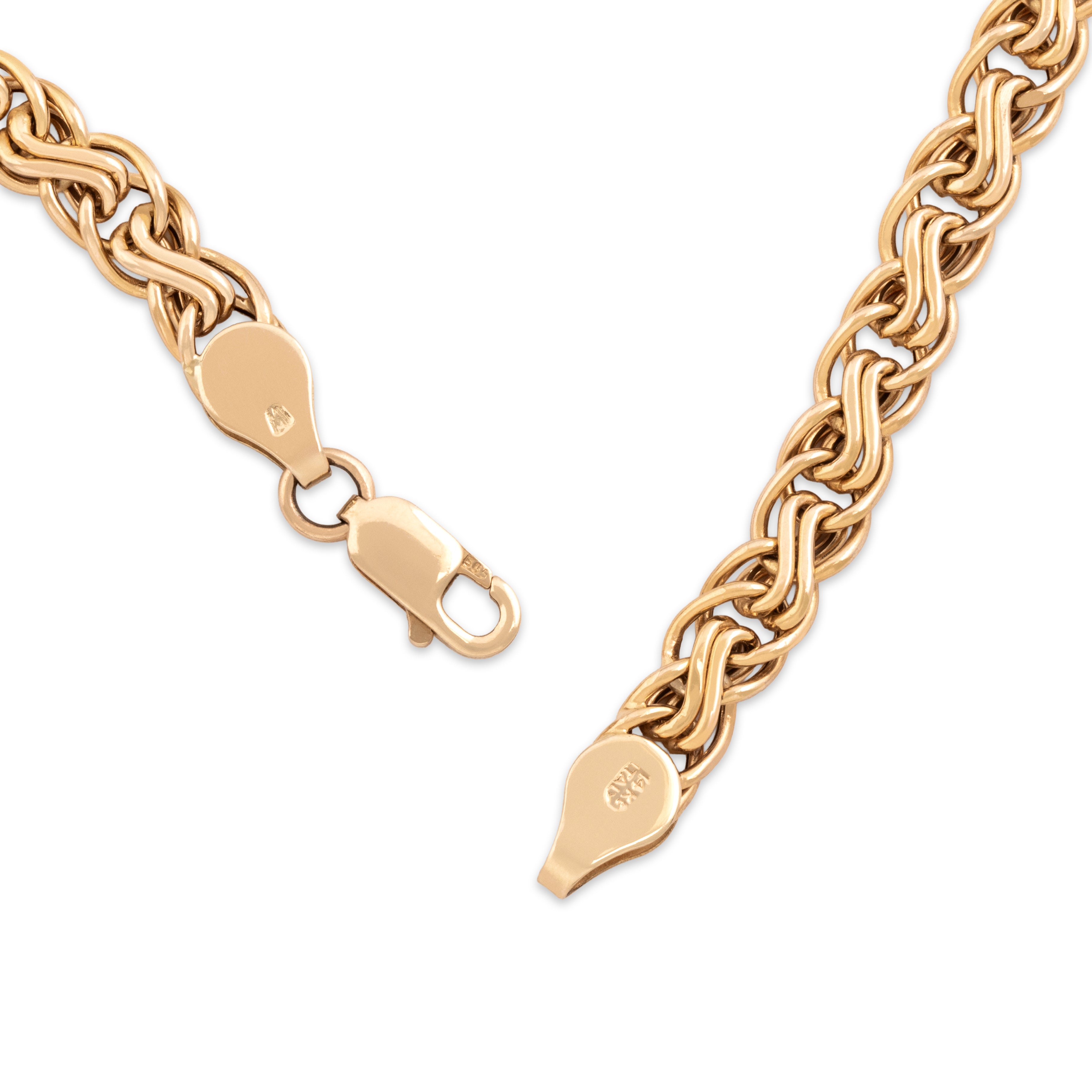Vintage Italian 14k Yellow Gold Interlocking S-Link Bracelet - clasp view