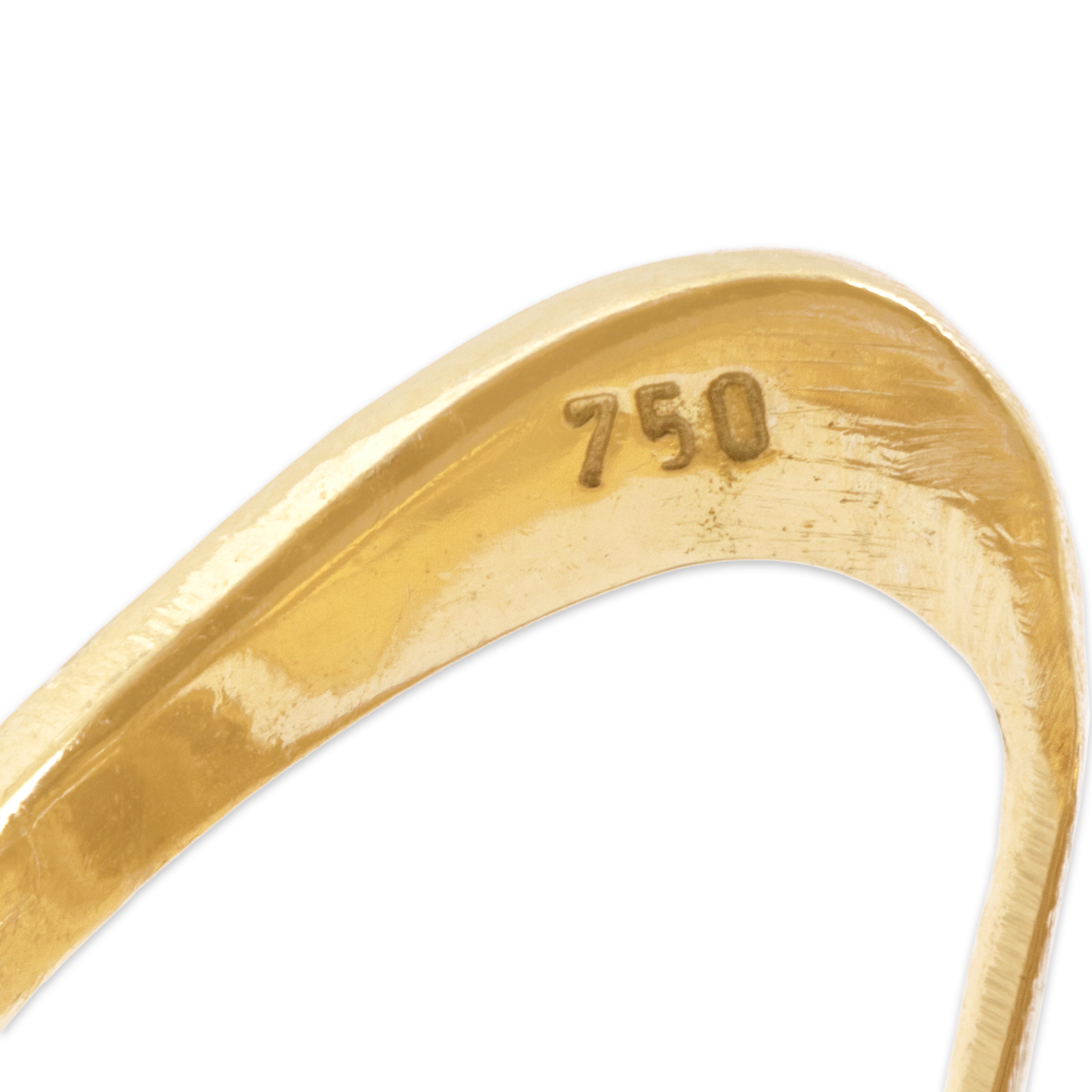 Vintage 18k Yellow Gold Goldstone Textured Organic Freeform Cocktail Ring - Hallmark view