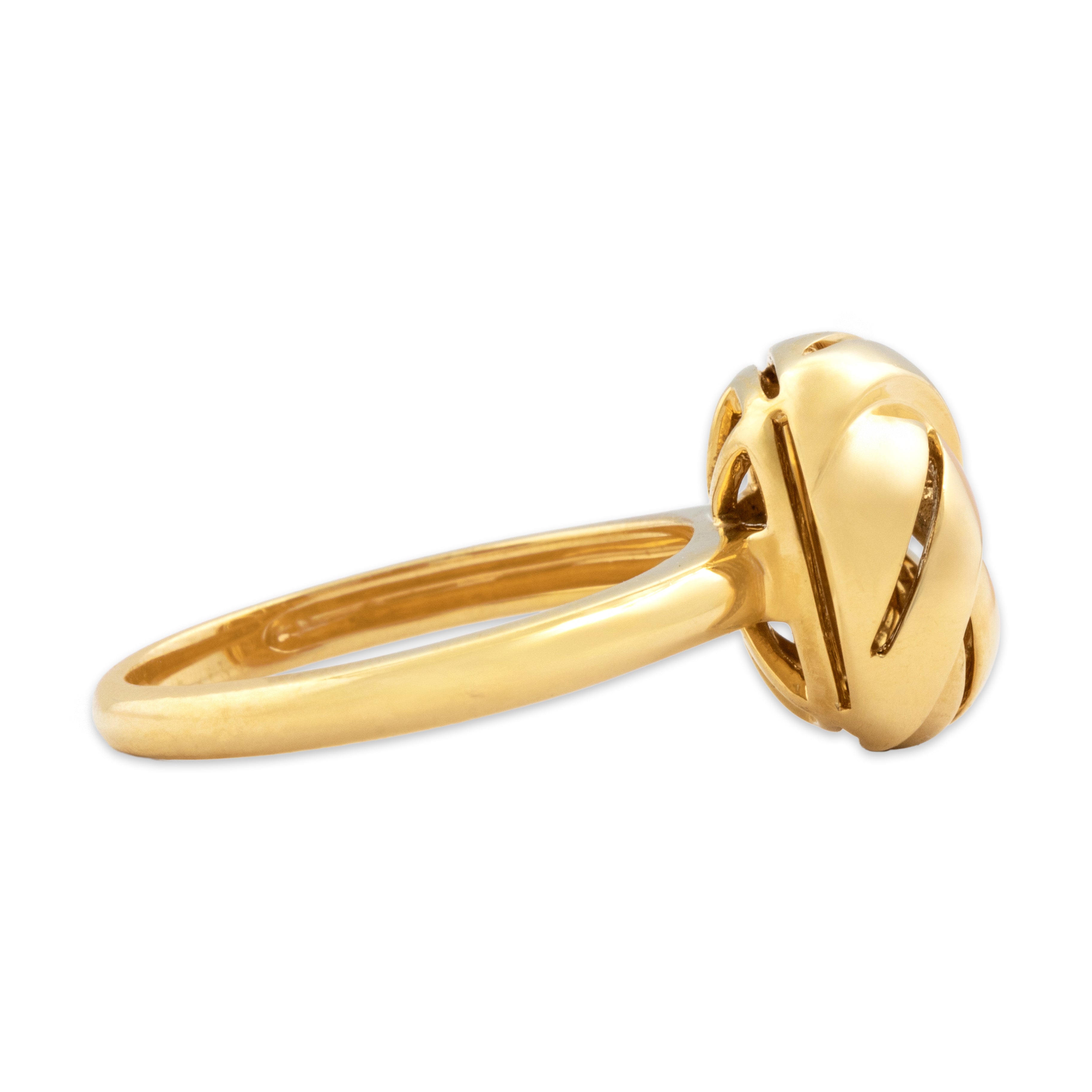 Estate Roberto Coin Italian 18k Yellow Gold Love Knot Dome Ring - Side view