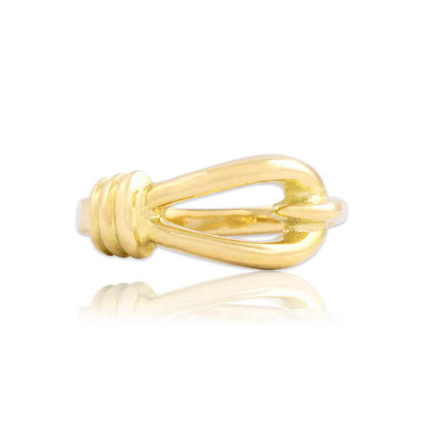 Vintage Italian 18k Yellow Gold Simple Knot Hook Ring 6.50