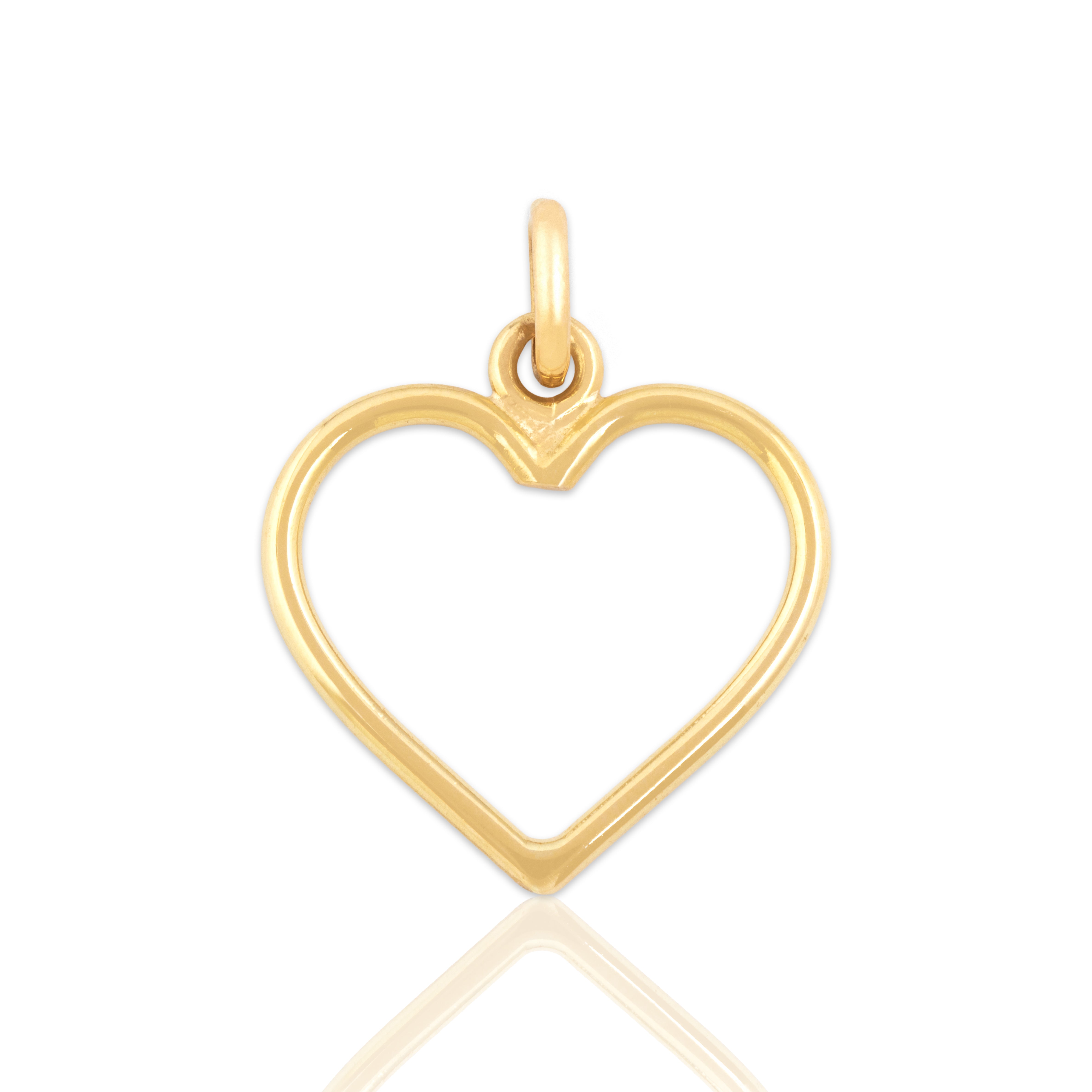 Vintage 18k Yellow Gold Open Heart Charm / Pendant - Close-up view