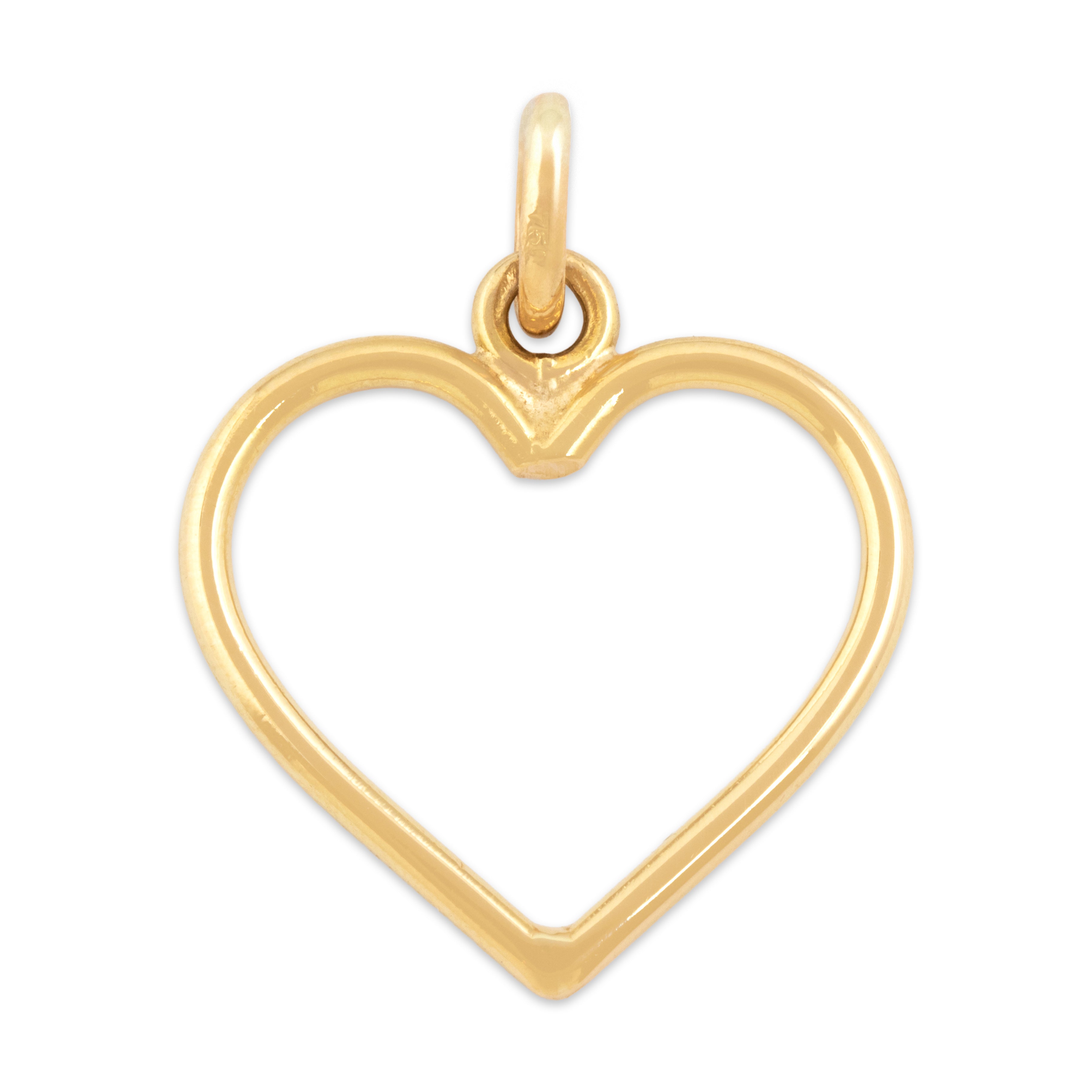 Vintage 18k Yellow Gold Open Heart Charm / Pendant - Back view