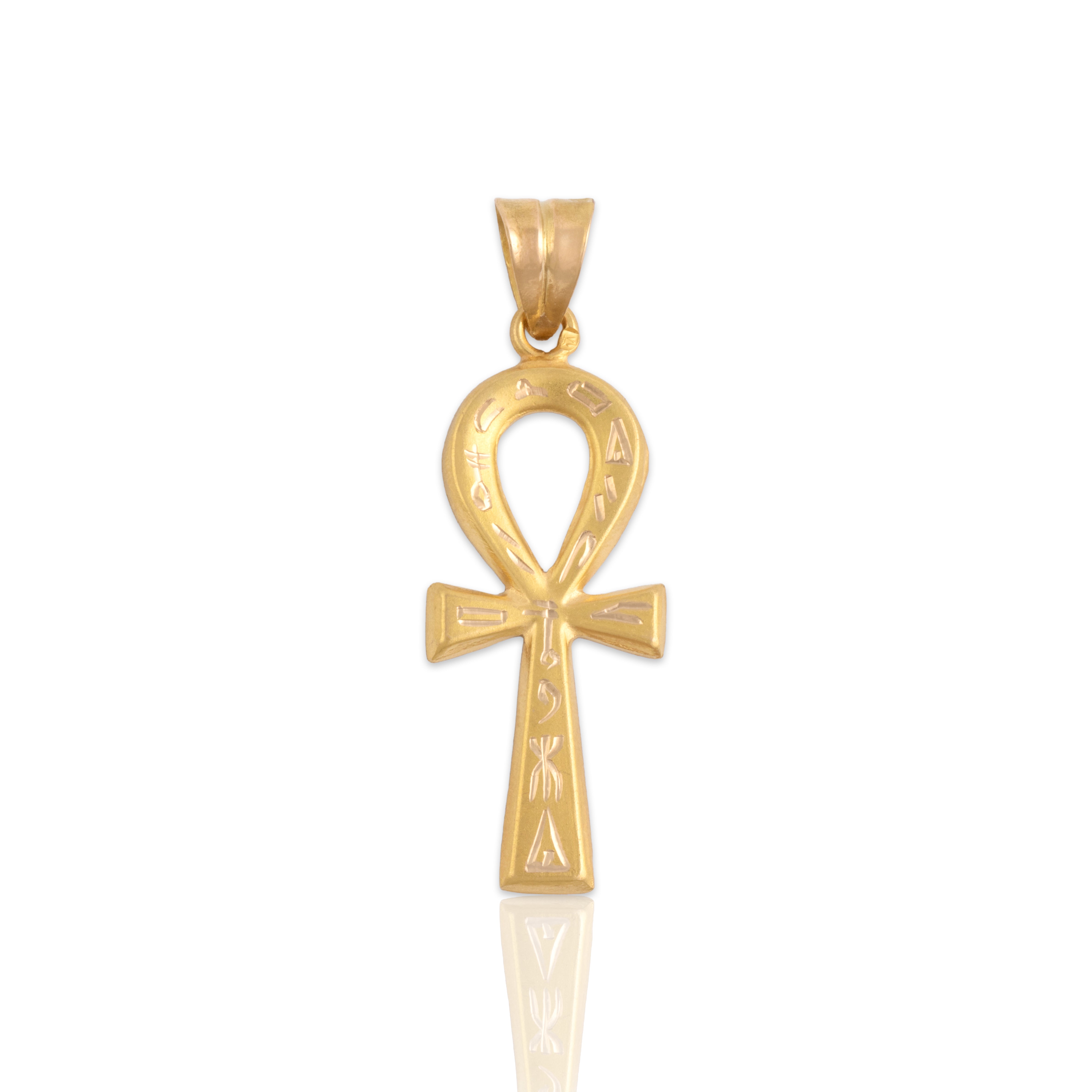 Vintage Egyptian 18k Yellow Gold Key Of Life Ankh Charm / Pendant - Close-up view