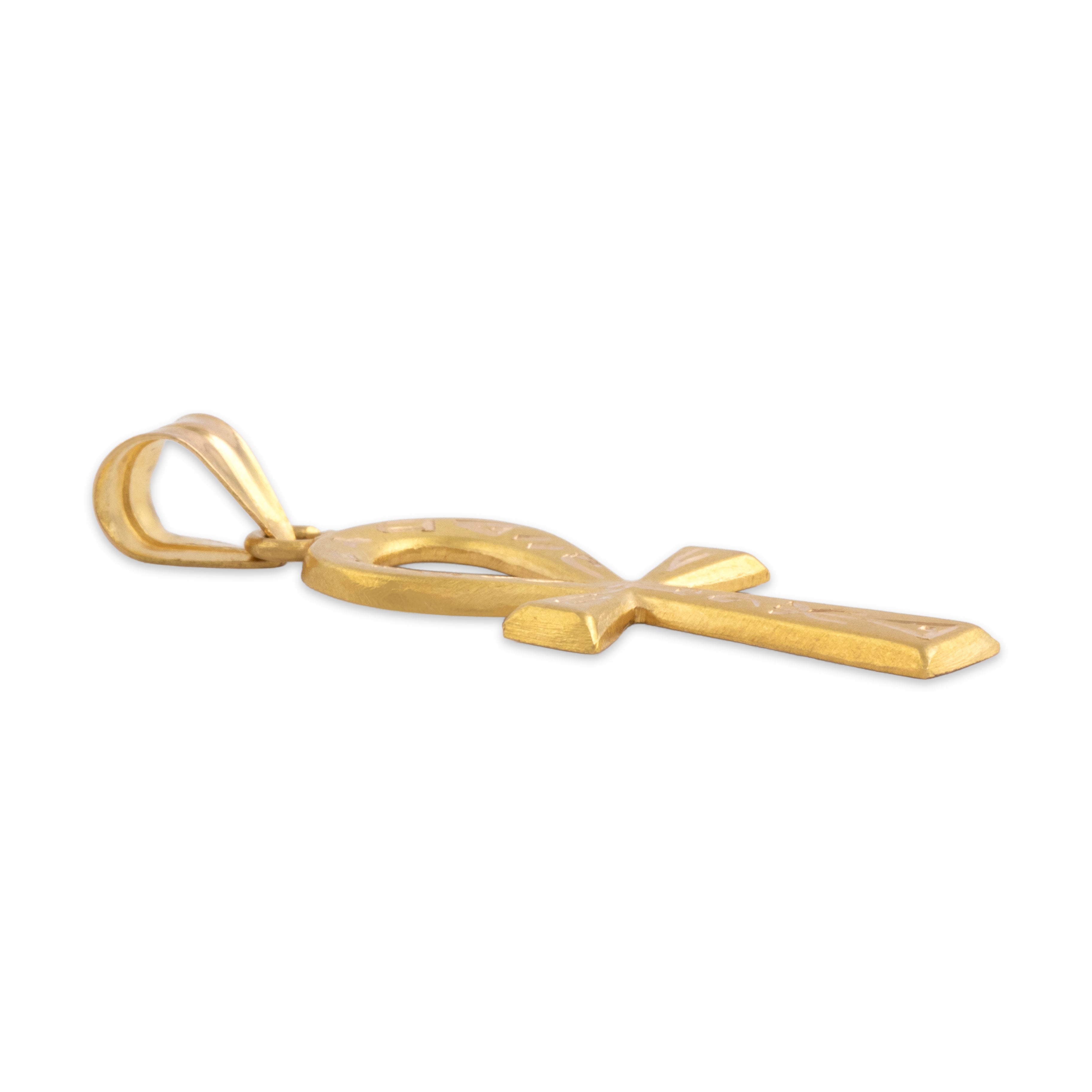Vintage Egyptian 18k Yellow Gold Key Of Life Ankh Charm / Pendant - Side view
