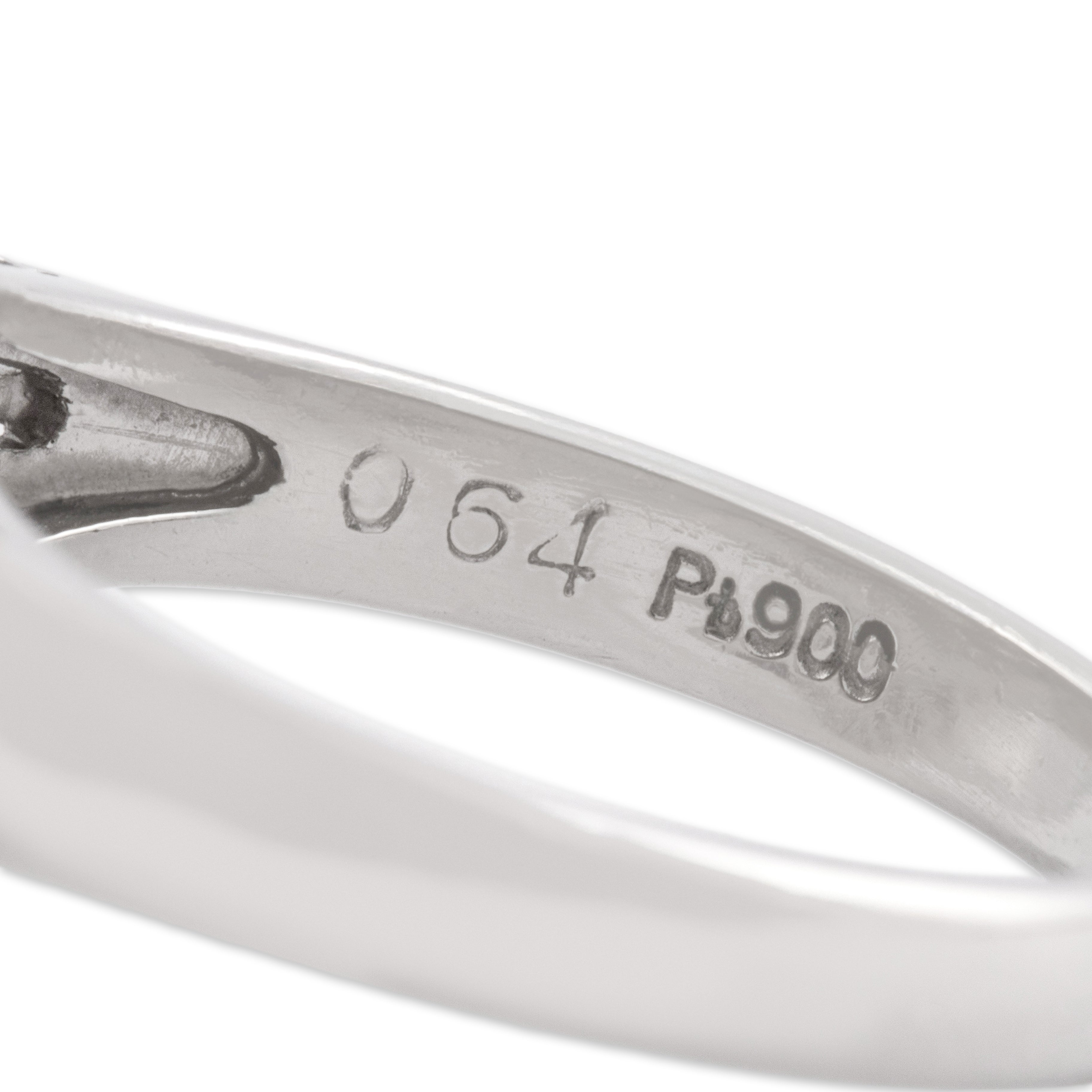 Vintage Platinum .64ct Ruby Diamond Striking Ballerina Halo Ring - Hallmark view