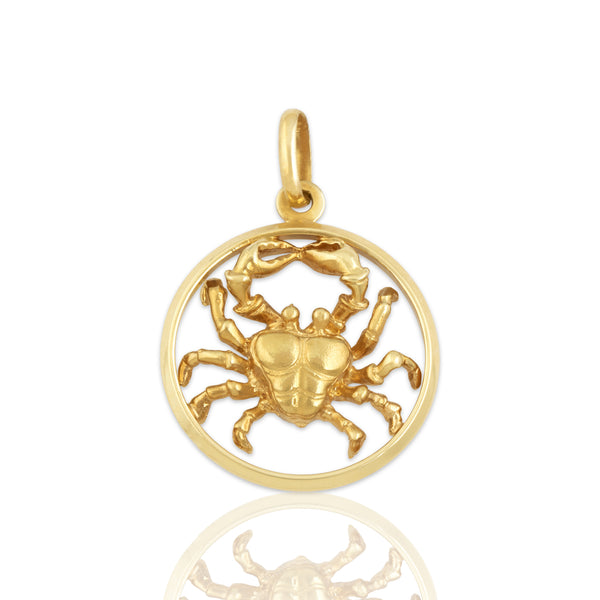 Vintage Italian 14k Yellow Gold Cancer Zodiac Crab Charm / Pendant - Close-up view