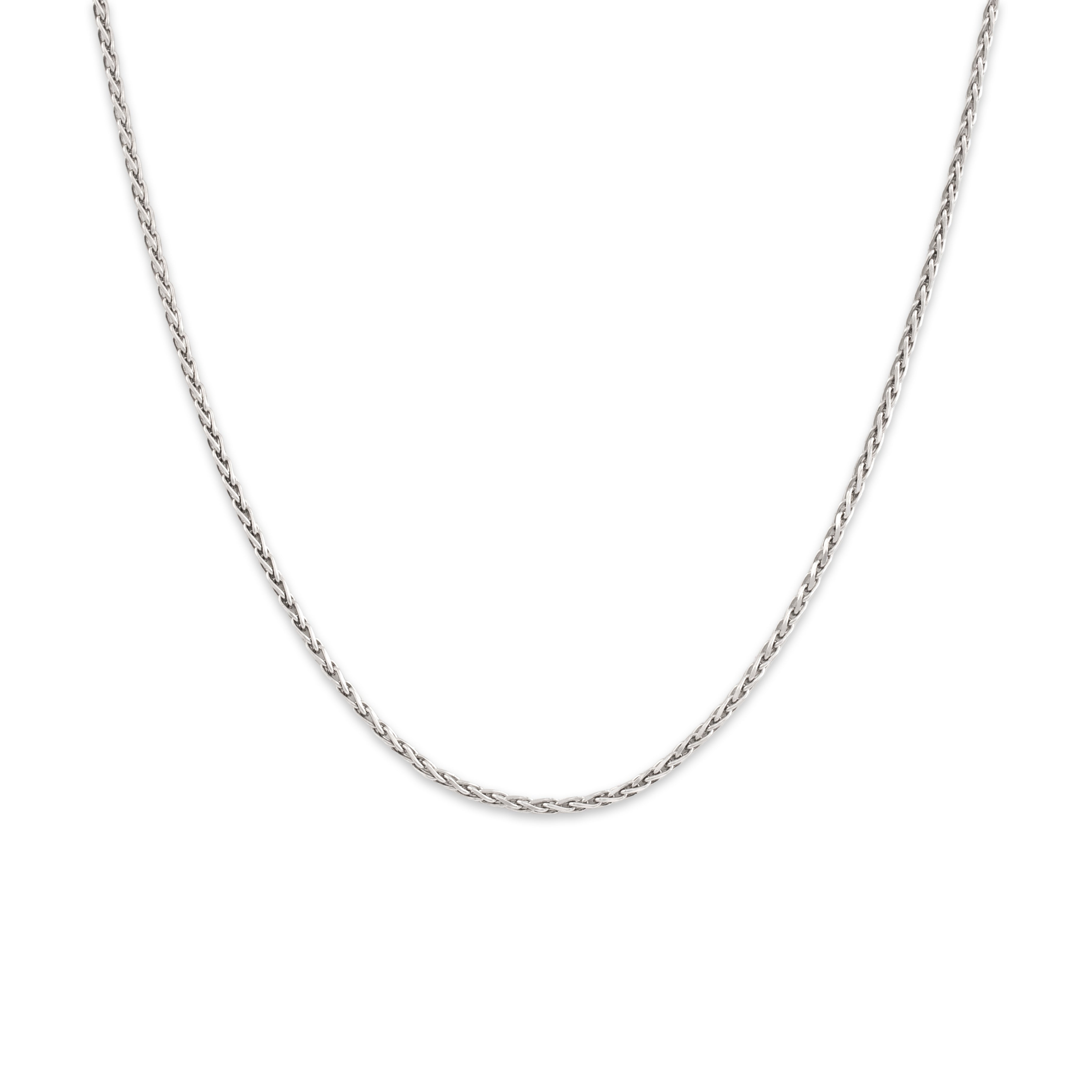Vintage 14k White Gold 1.3mm Classic Wheat Chain - Close-up view