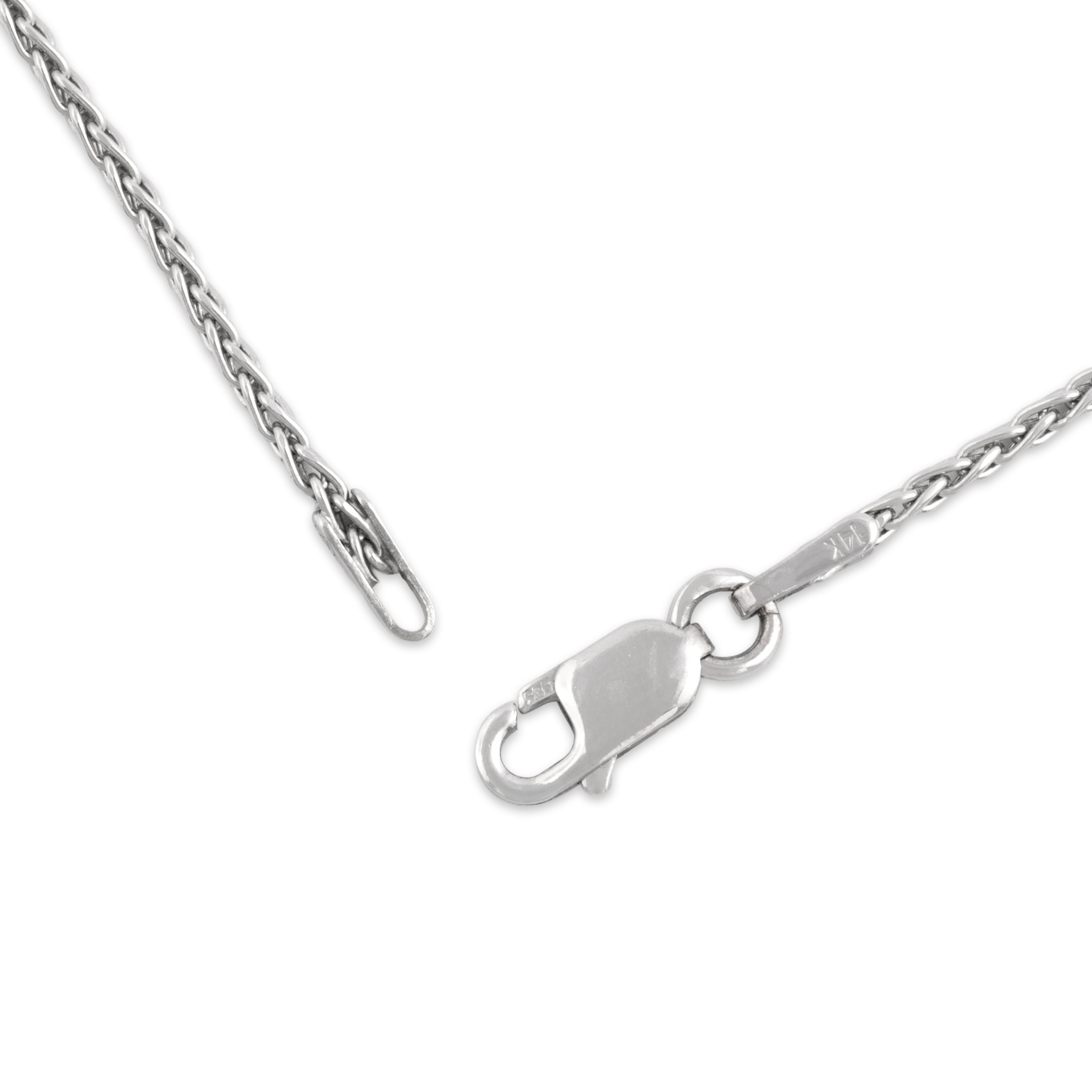 Vintage 14k White Gold 1.3mm Classic Wheat Chain - clasp view