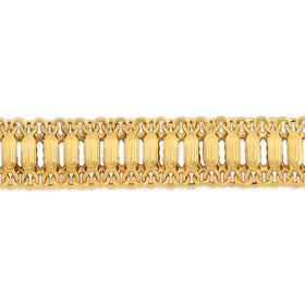 Vintage Italian 14k Yellow Gold Wide Detailed Bar Link Bracelet 7"