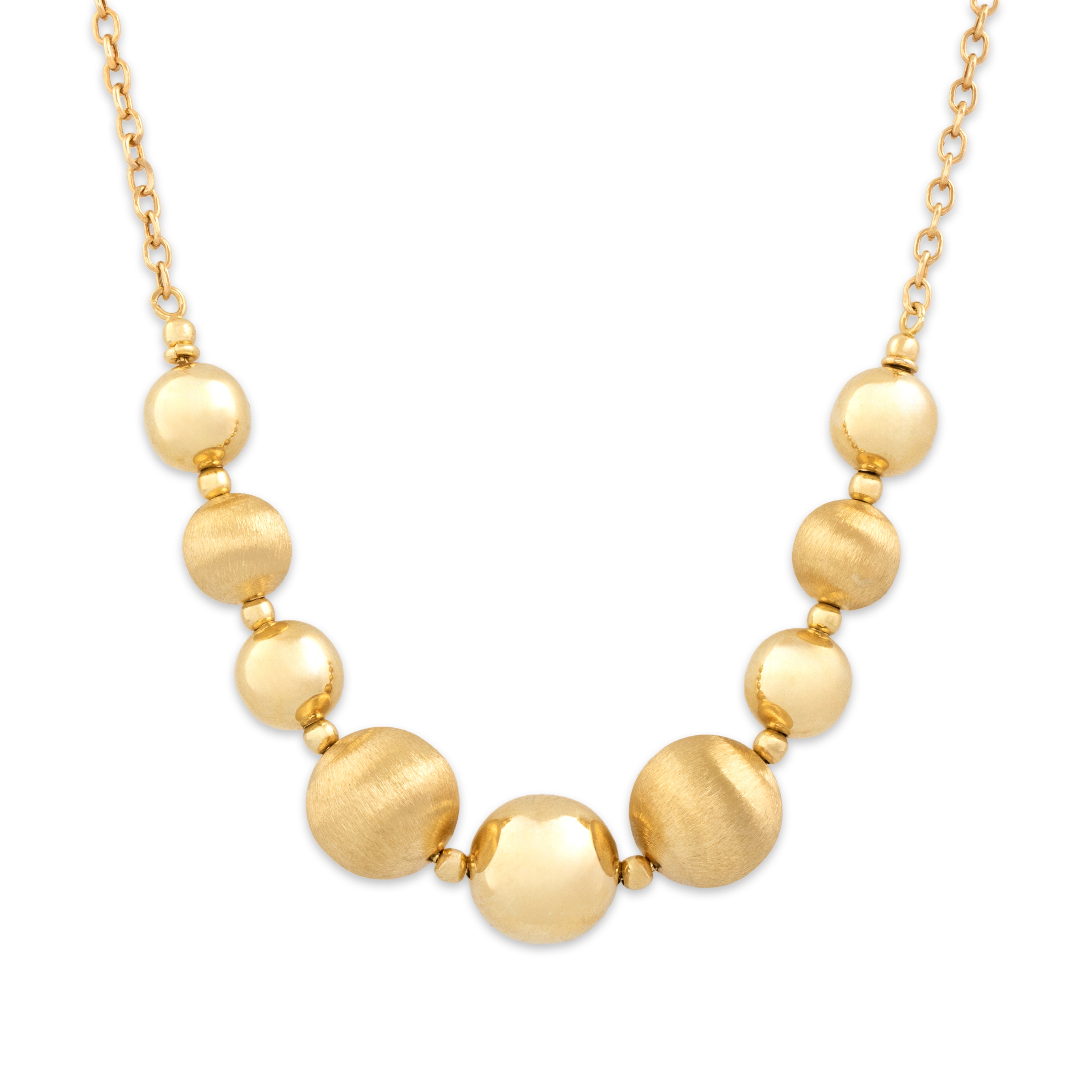 Vintage Italian 14k Yellow Gold Graduated Textured Ball Cable Necklace - detail view #1