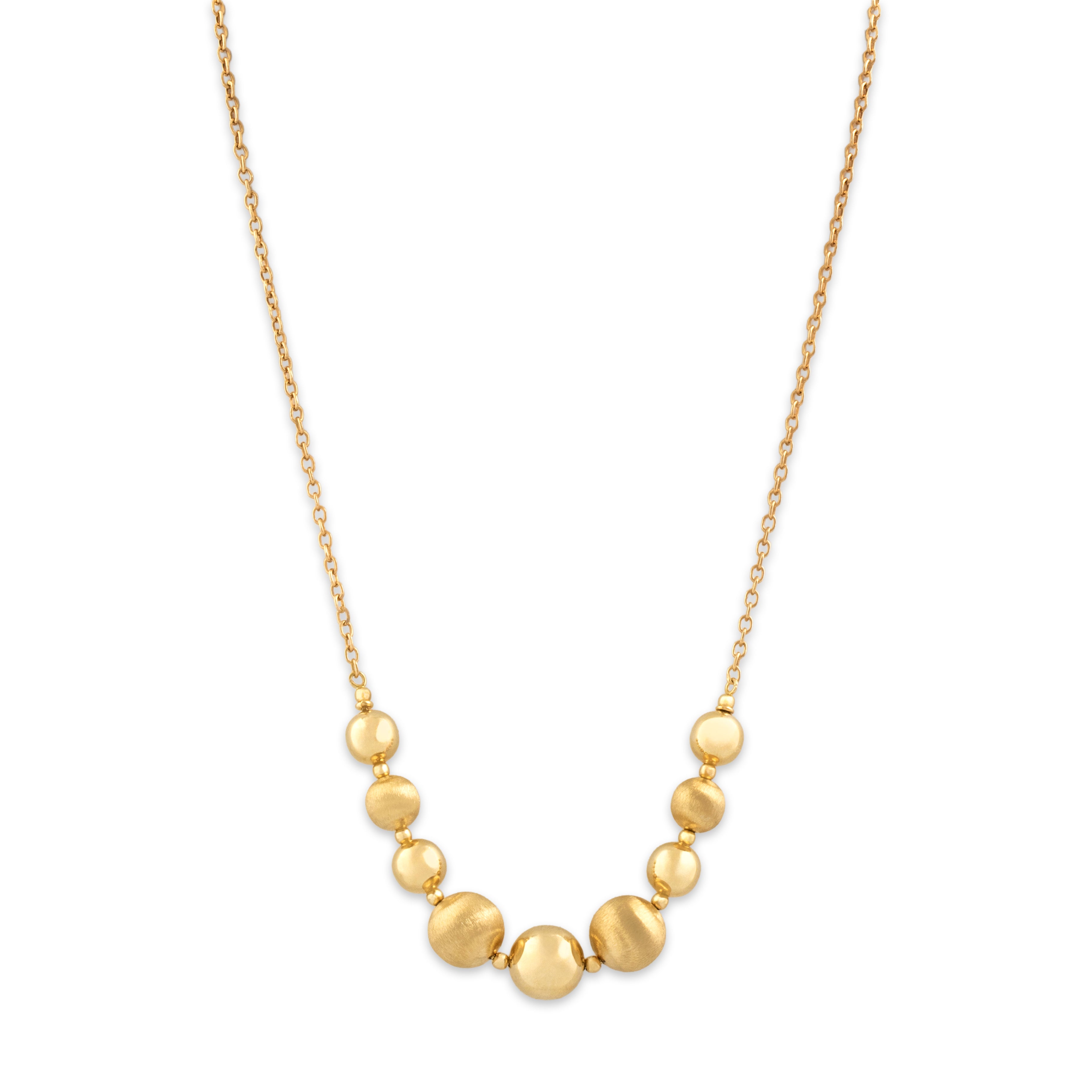 Vintage Italian 14k Yellow Gold Graduated Textured Ball Cable Necklace - Close-up view