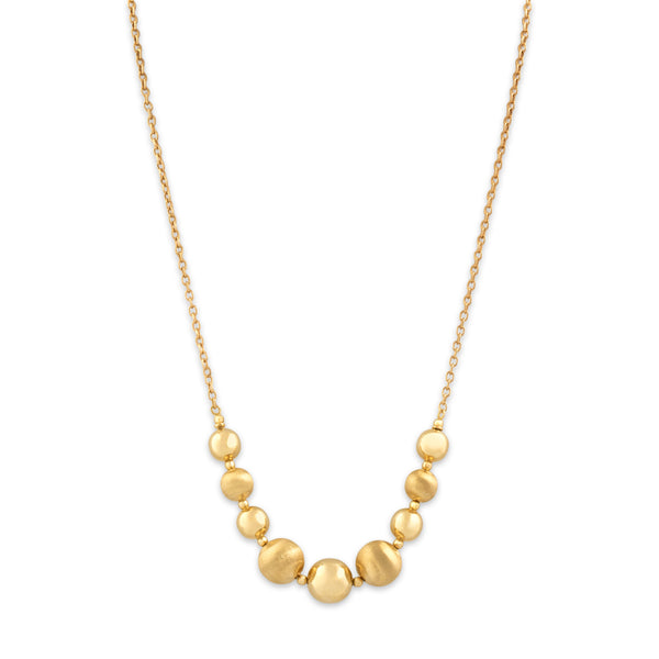Vintage Italian 14k Yellow Gold Graduated Textured Ball Cable Necklace 18.25