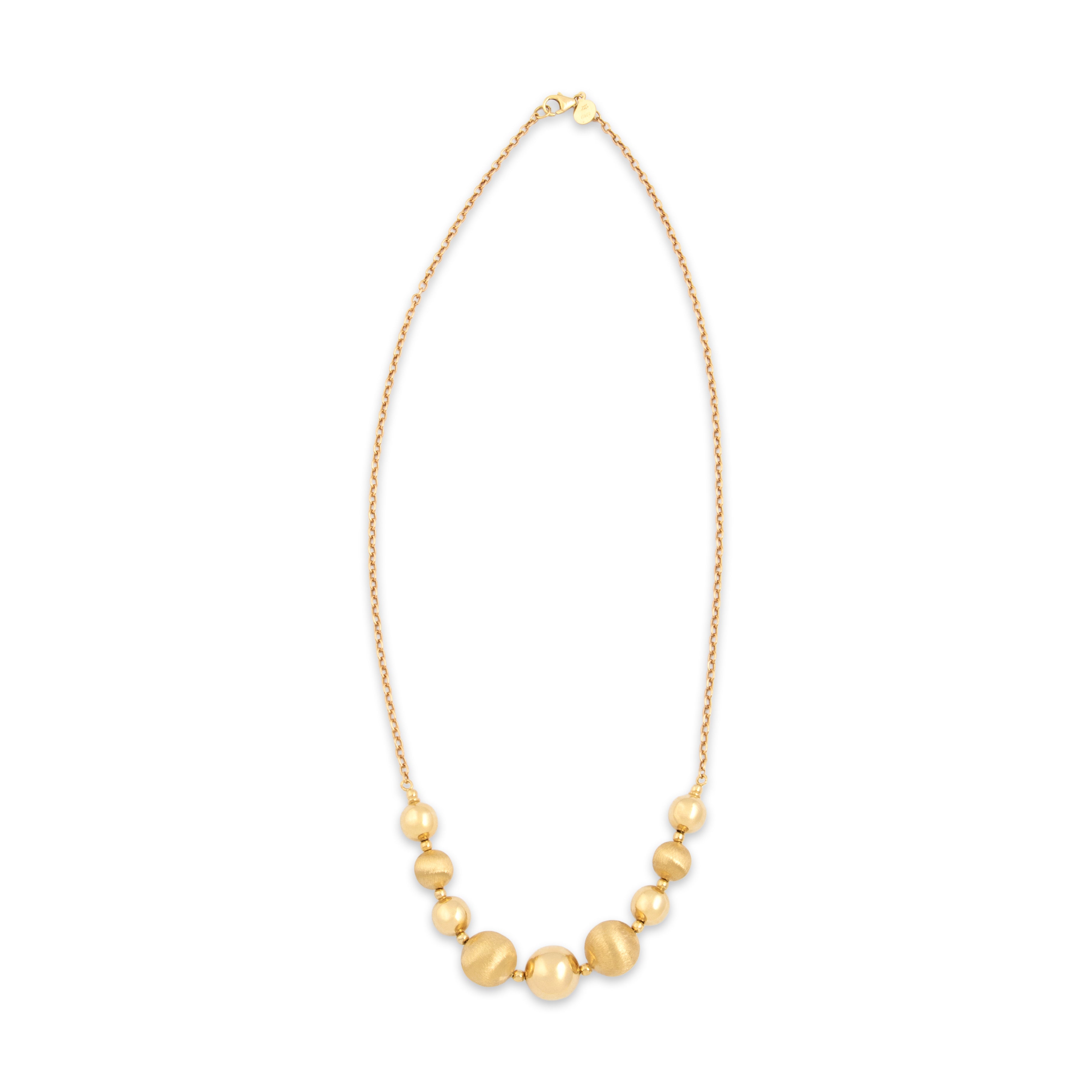 Vintage Italian 14k Yellow Gold Graduated Textured Ball Cable Necklace - Overall view
